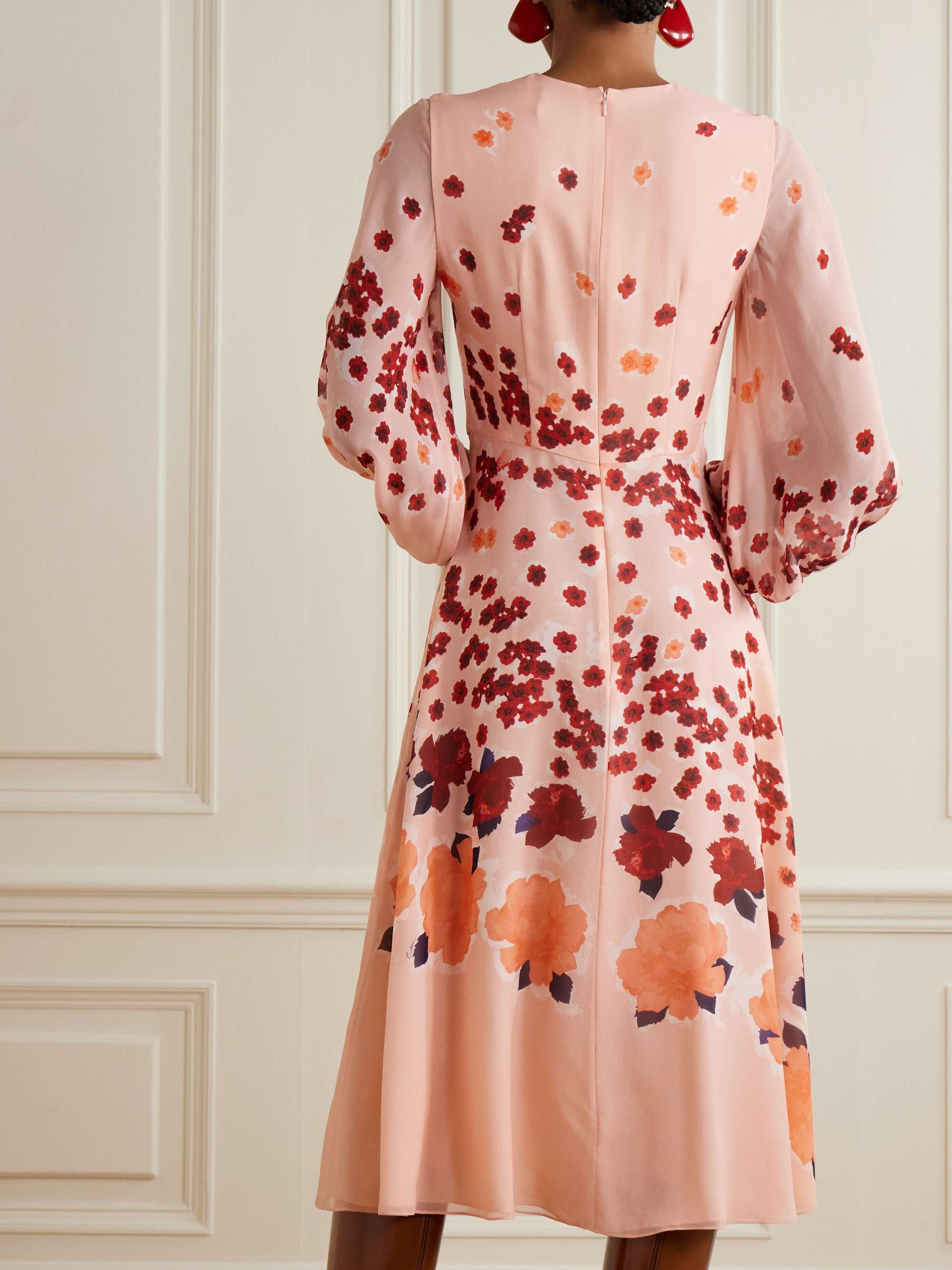 Margot gathered floral-print silk-georgette midi dress view