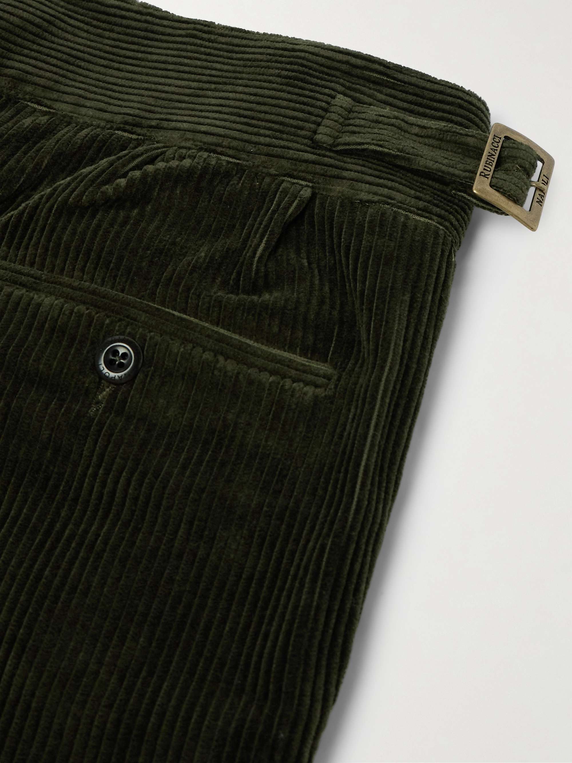 Manny Tapered Pleated Cotton-Corduroy Trousers view