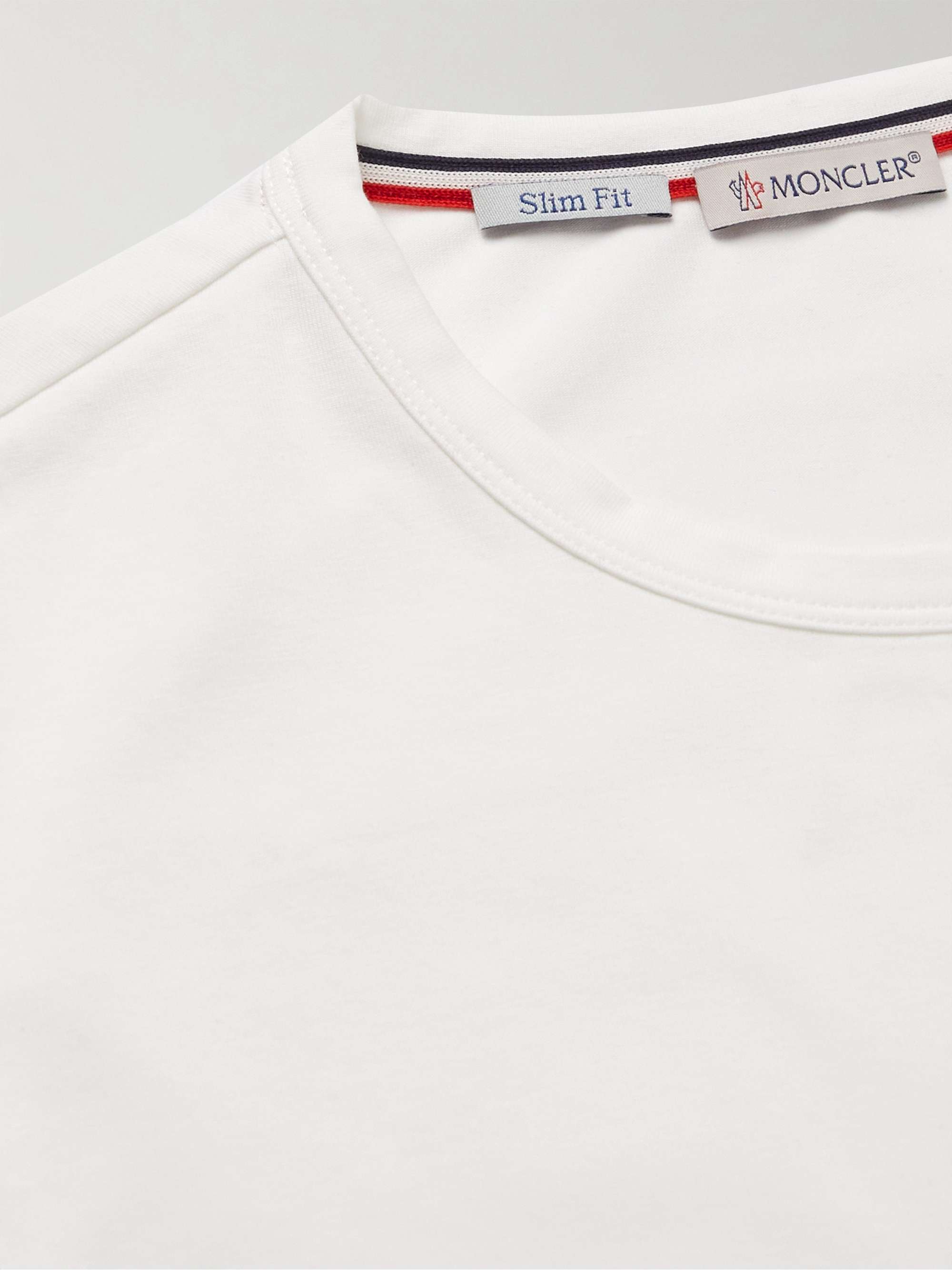 Logo-Appliquéd Striped Stretch-Cotton Jersey T-Shirt view