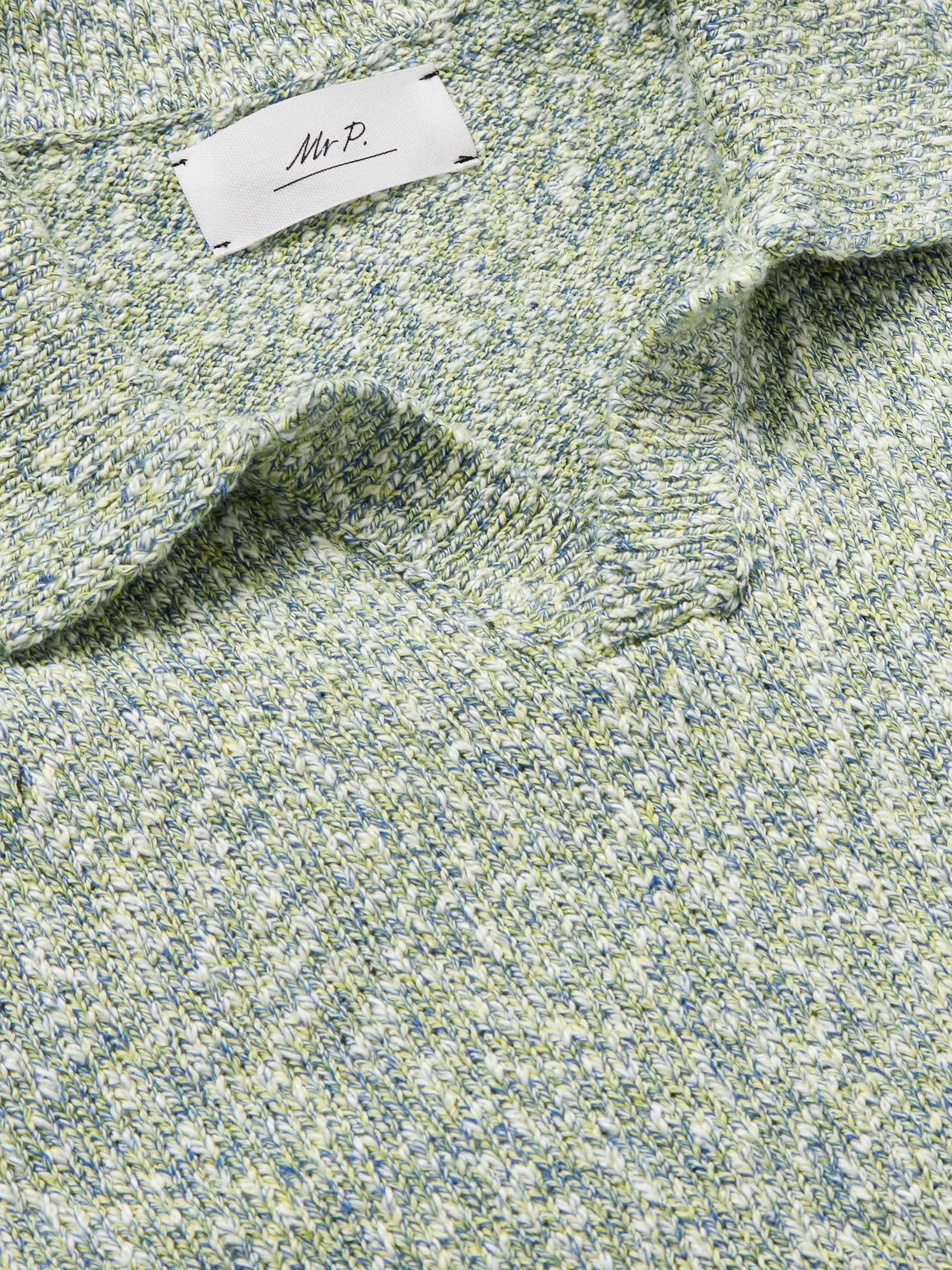 Open-Collar Mélange Organic Cotton Polo Shirt view