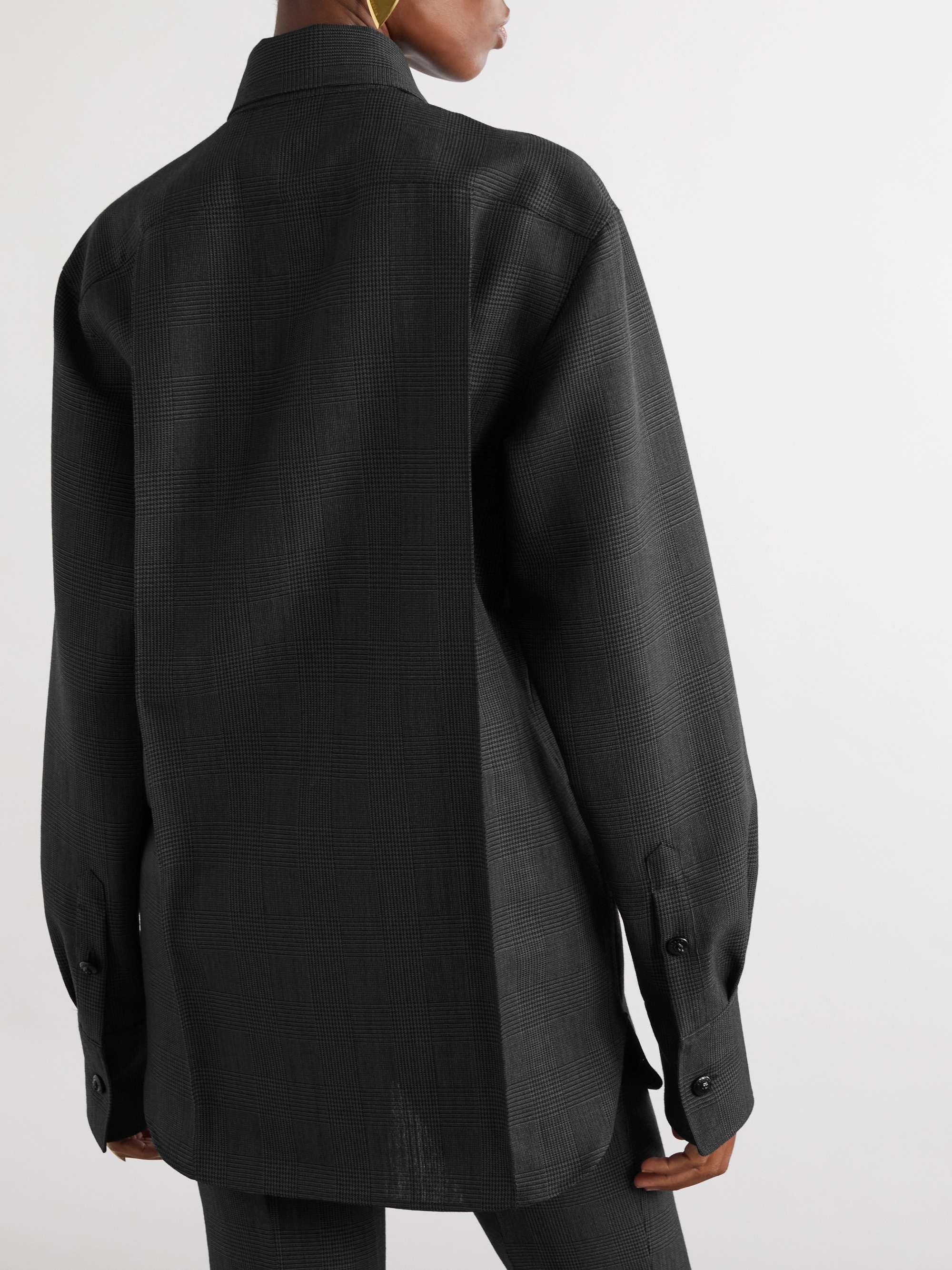 Princed of Wales checked wool and mohair-blend shirt view