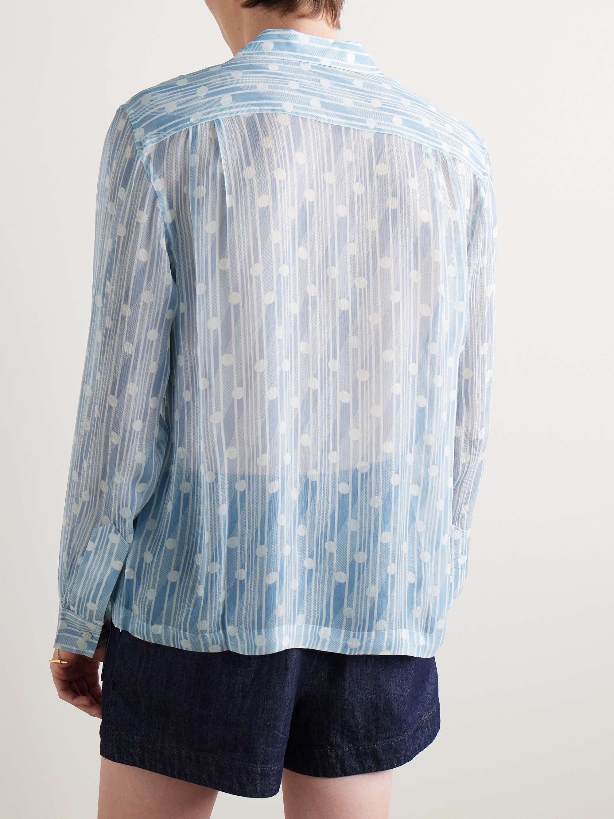 Meridian Camp-Collar Printed Silk-Chiffon Shirt view