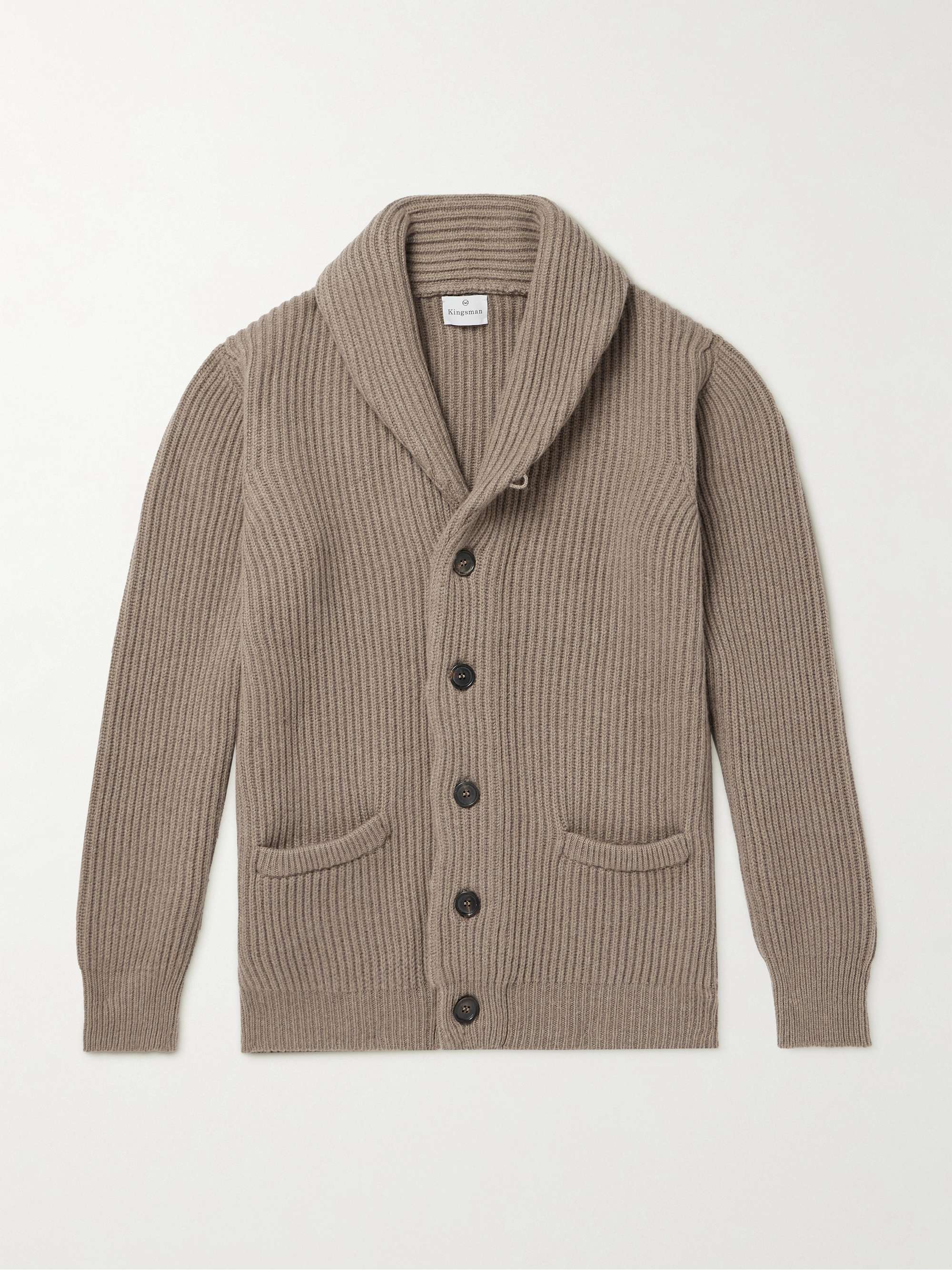Shawl-Collar Ribbed Wool and Cashmere-Blend Cardigan hero visual