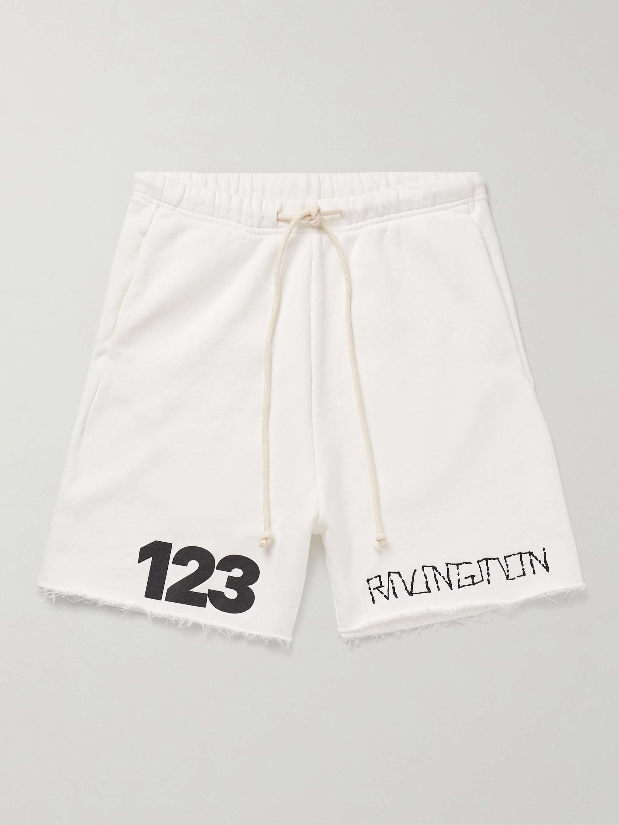 Gymbag Frayed Logo-Print Embroidered Cotton-Jersey Shorts hero visual