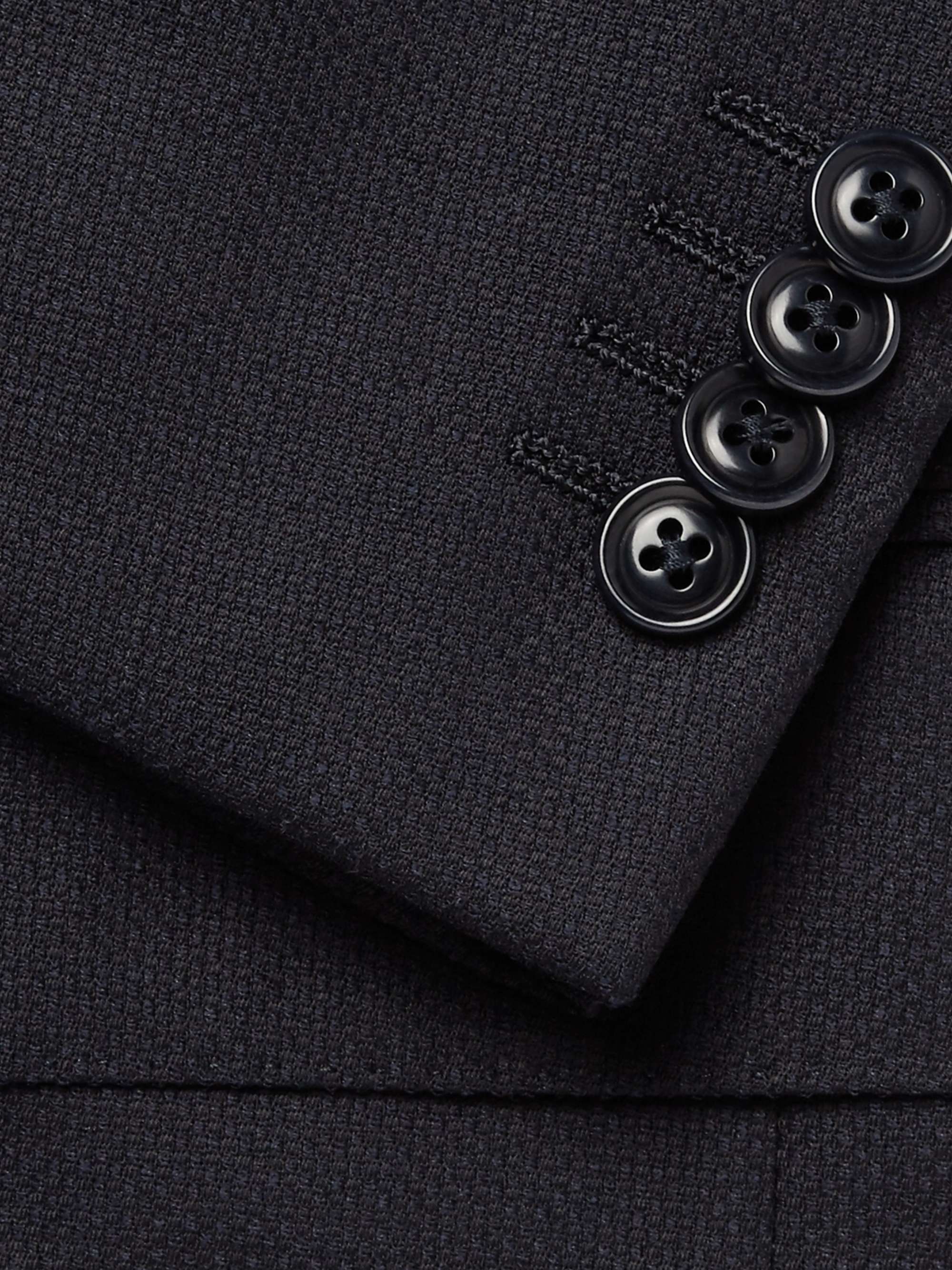 Navy 10-Pocket Stretch Wool and Silk-Blend Blazer view