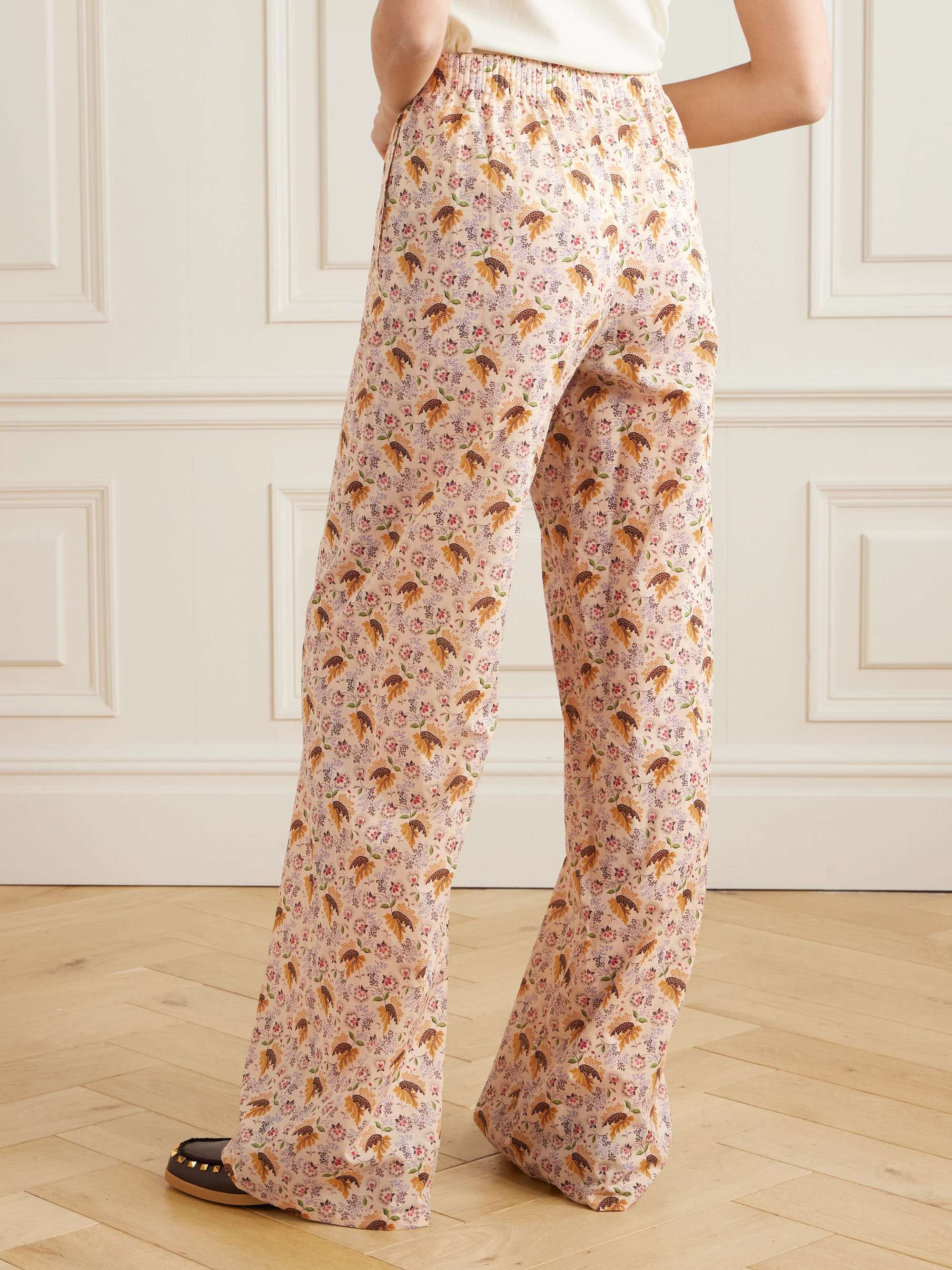 Floral-print cotton-muslin pants view