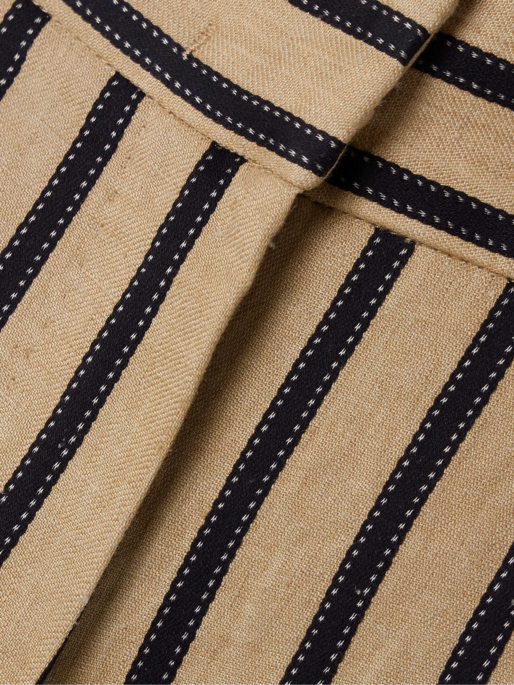 Striped linen-blend wide-leg pants view