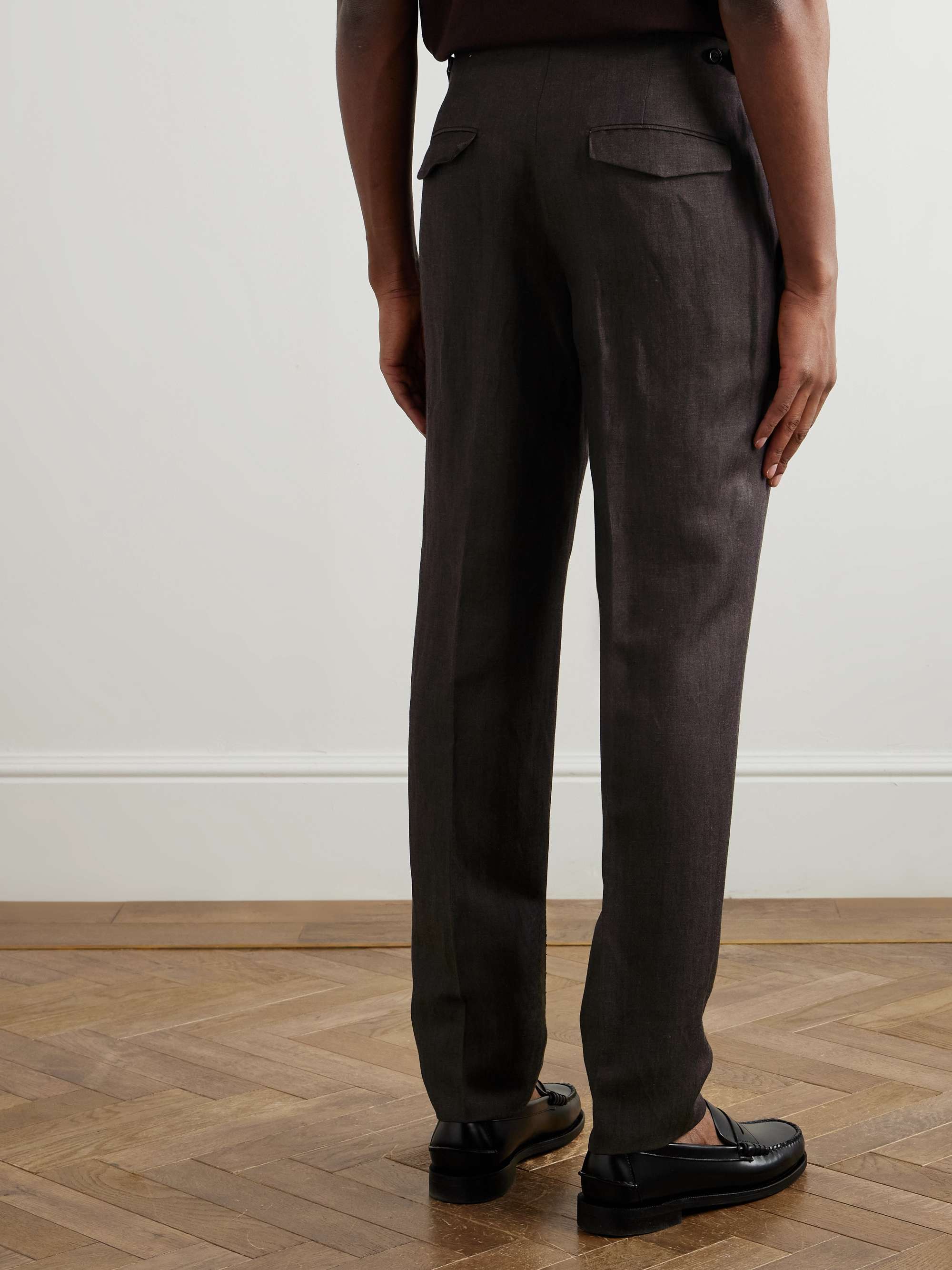 Venezia 1951 Tapered Pleated Linen, Wool and Silk-Blend Trousers view
