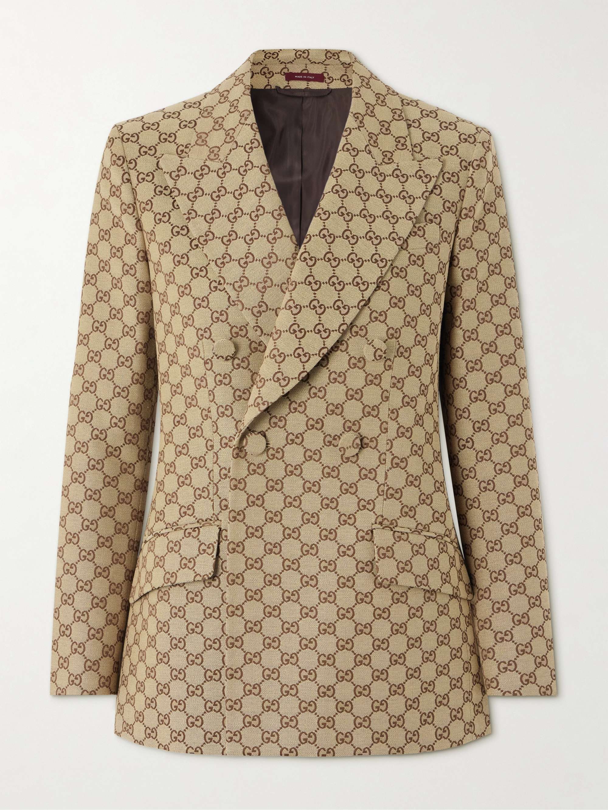 Double-breasted cotton-blend canvas-jacquard blazer hero visual