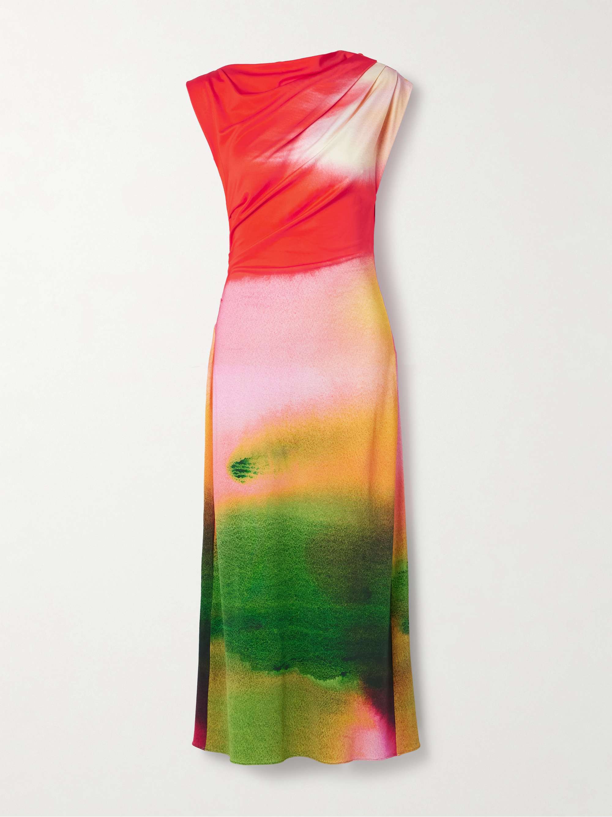 Draped printed stretch-jersey midi dress hero visual