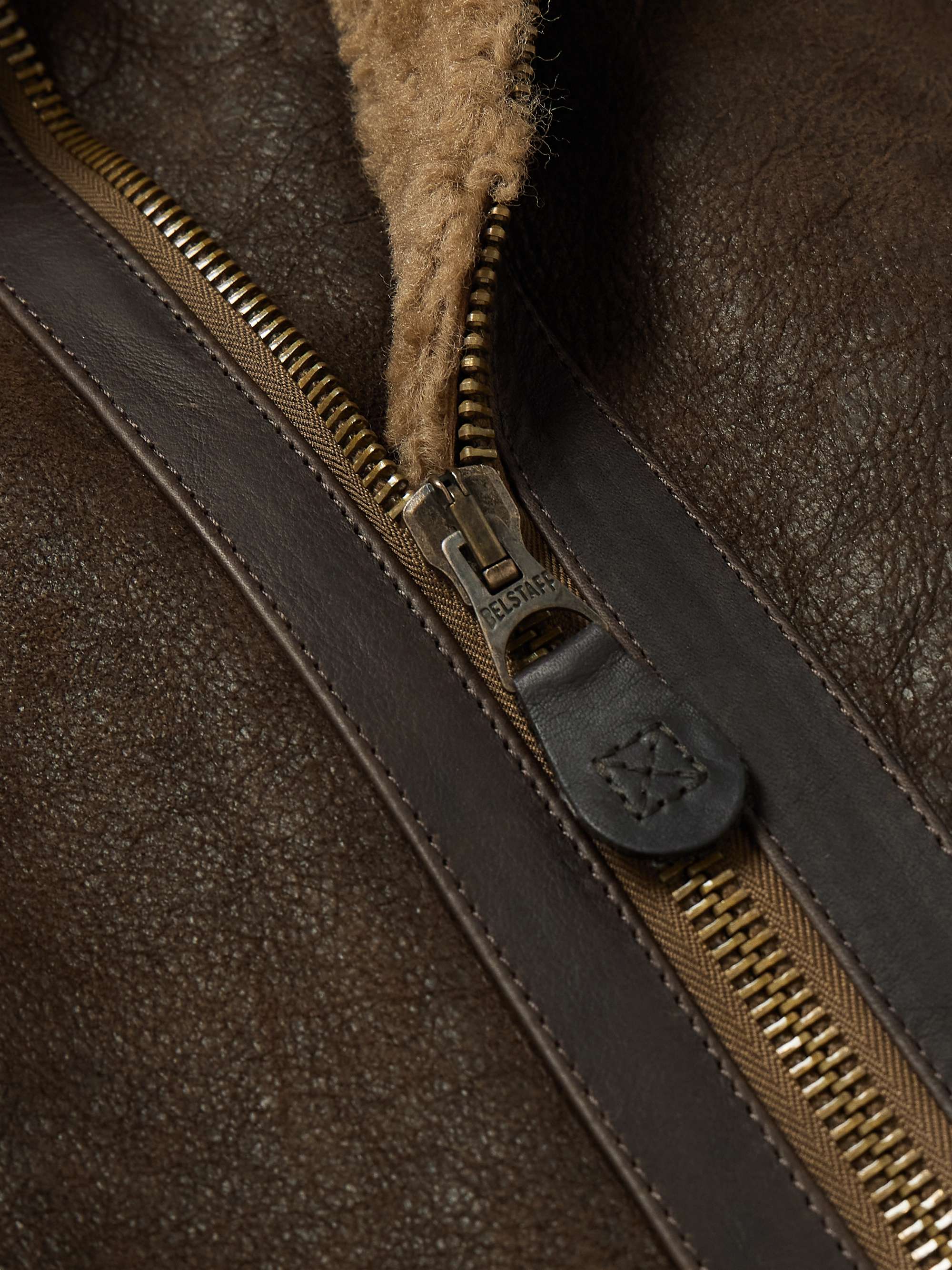 Wilder Shearling-Trimmed Leather Aviator Jacket view