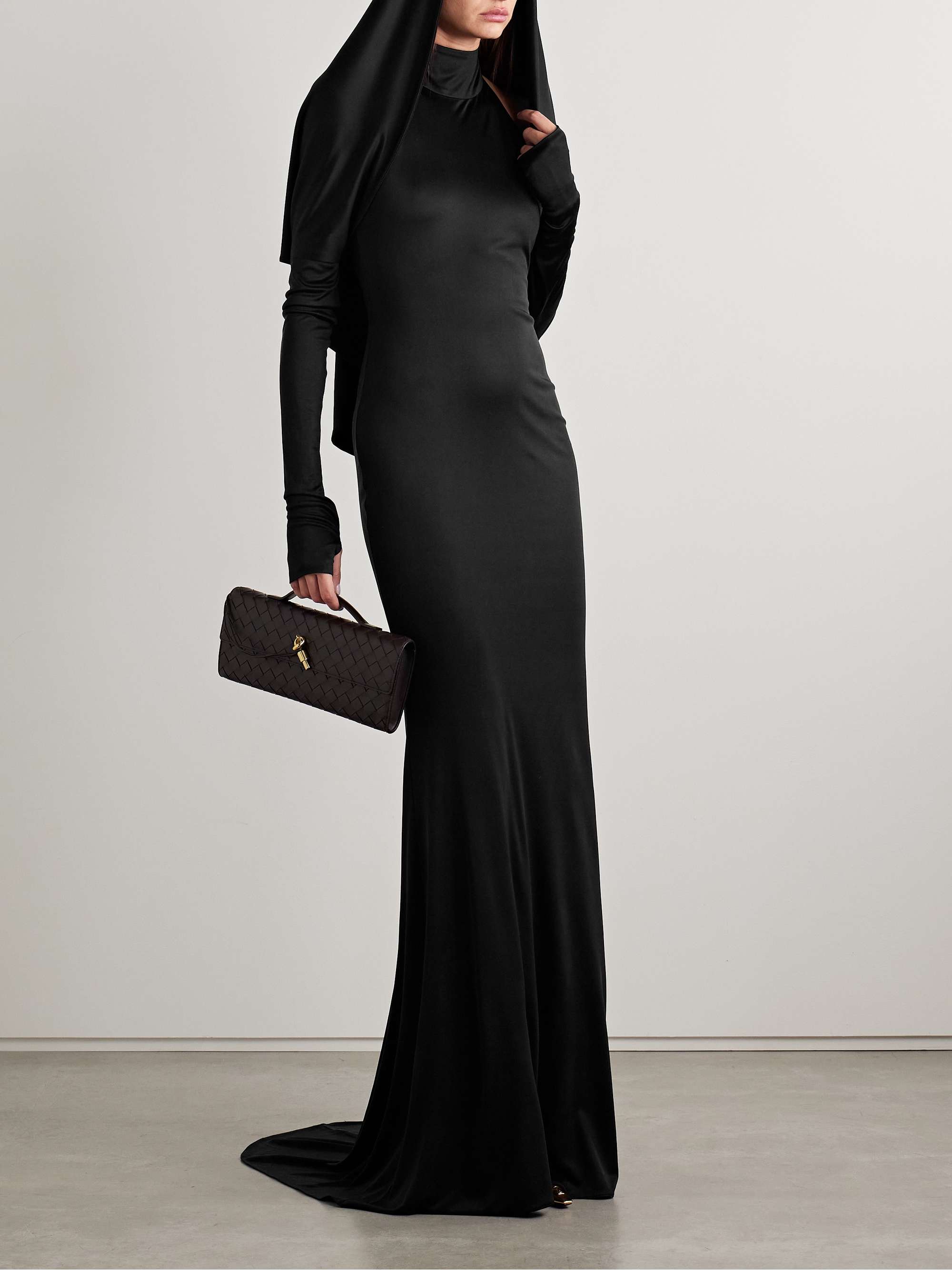 Dominique silk-satin jersey halterneck gown view