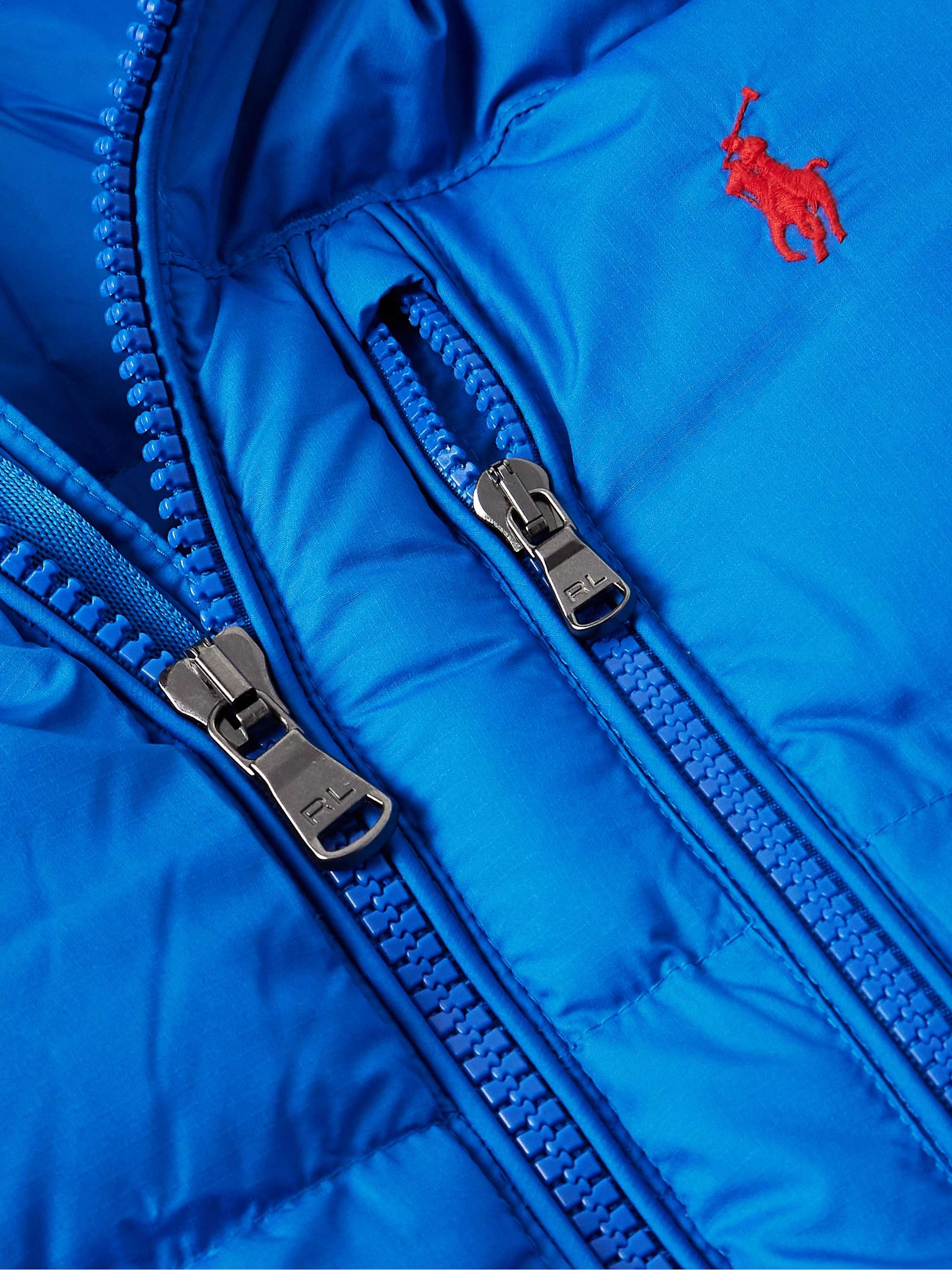 Logo-Embroidered Quilted Recycled-Shell Hooded Down Jacket view