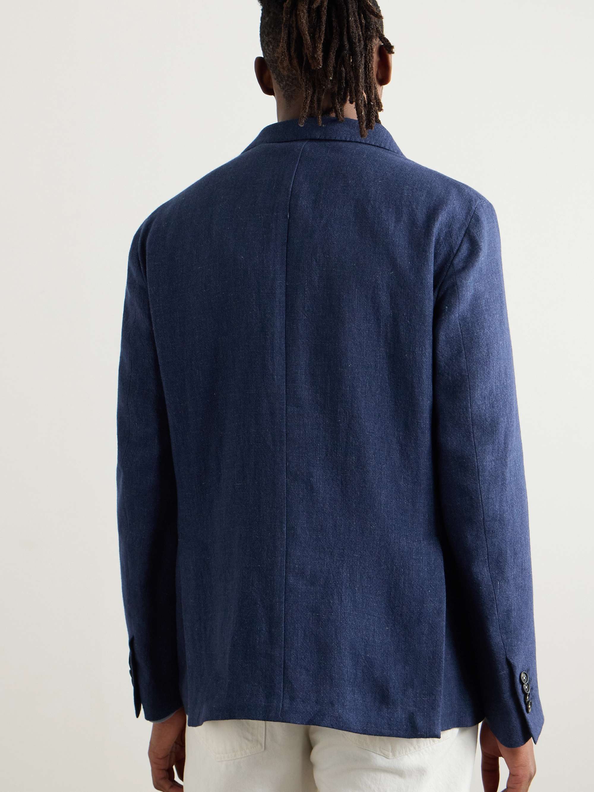 Double-Breasted Linen, Virgin Wool, Silk and Cashmere-Blend Blazer view