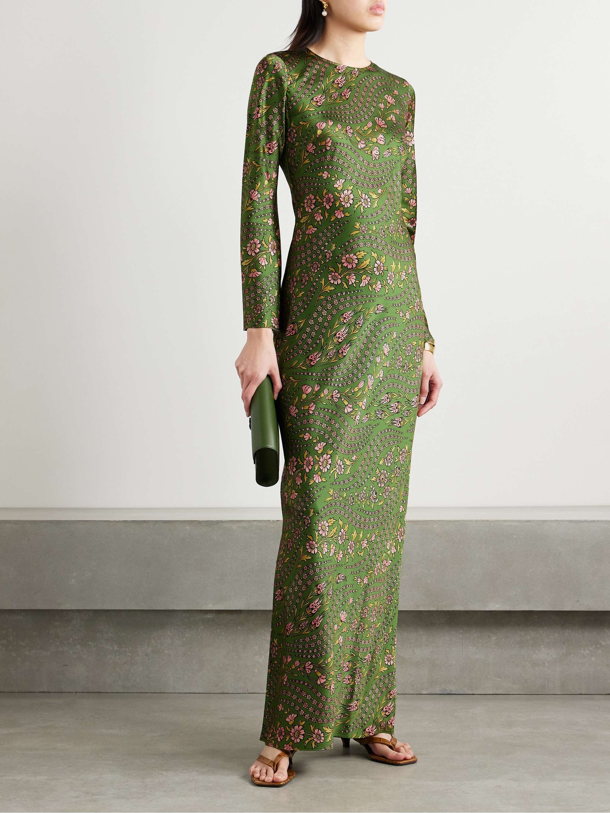 Gemma floral-print silk-blend satin maxi dress view