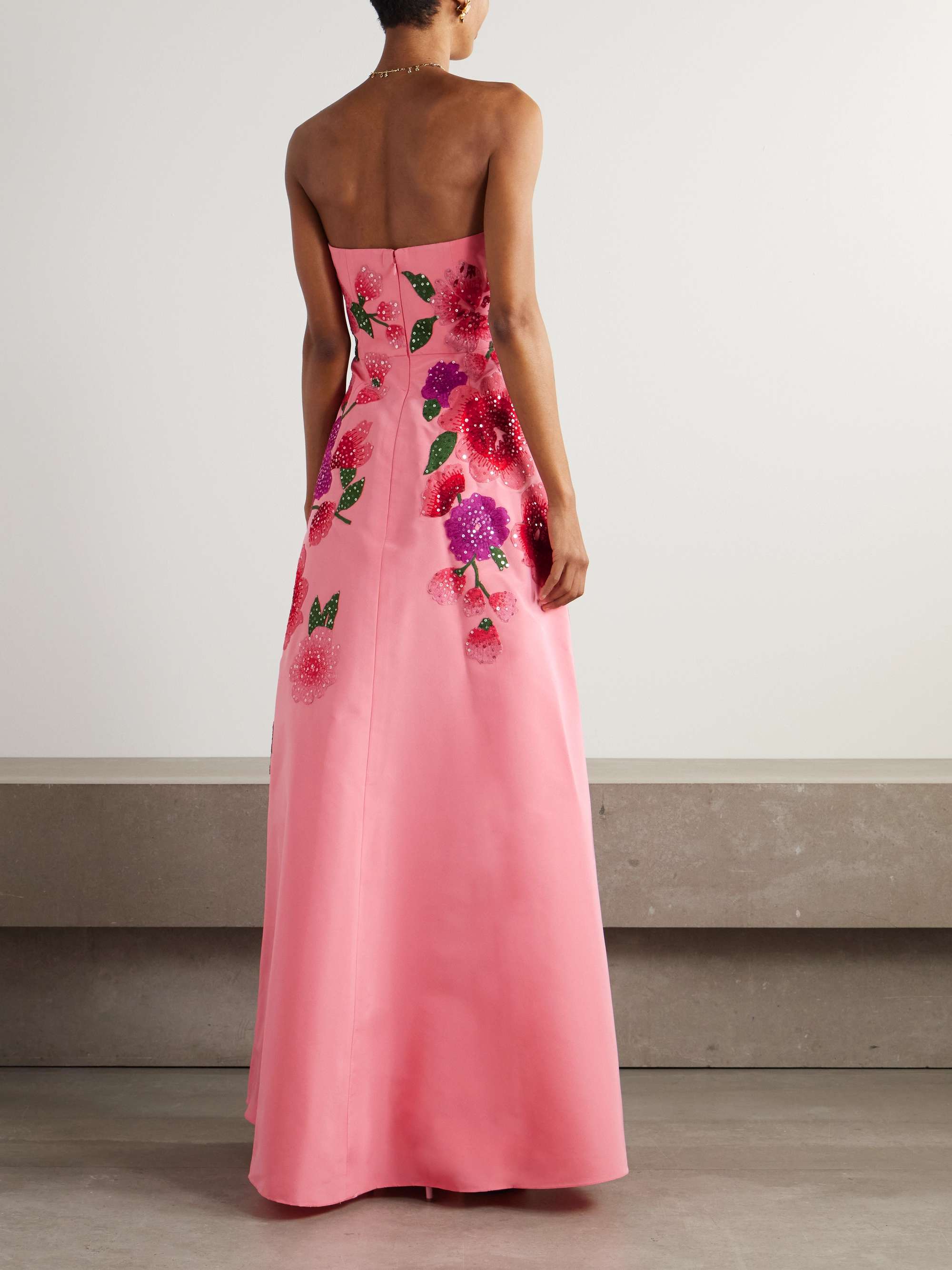 Strapless embellished silk-taffeta gown view