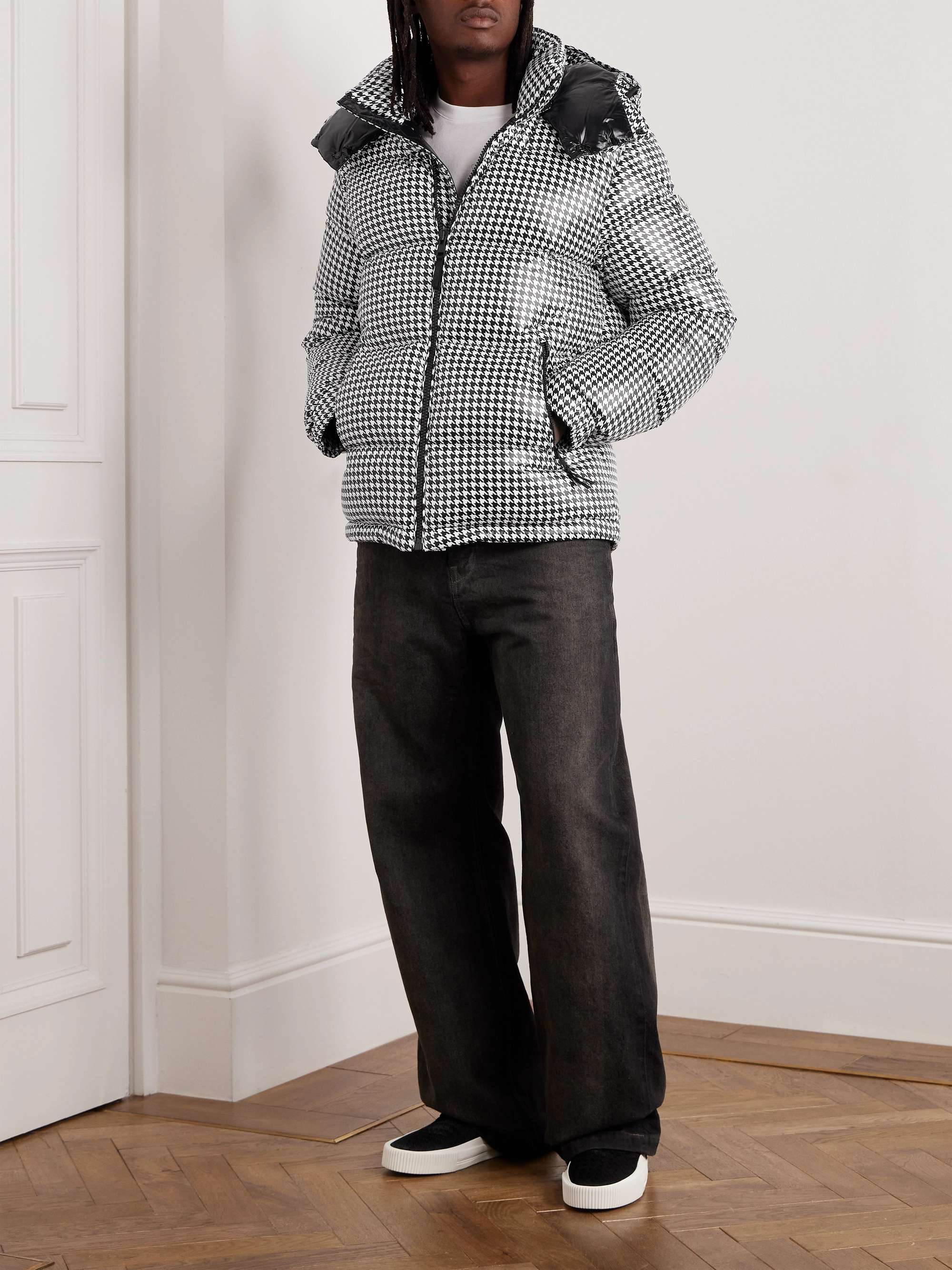 7 Moncler FRGMT Hiroshi Fujiwara Socotrine Houndstooth-Print Shell Hooded Down Jacket view