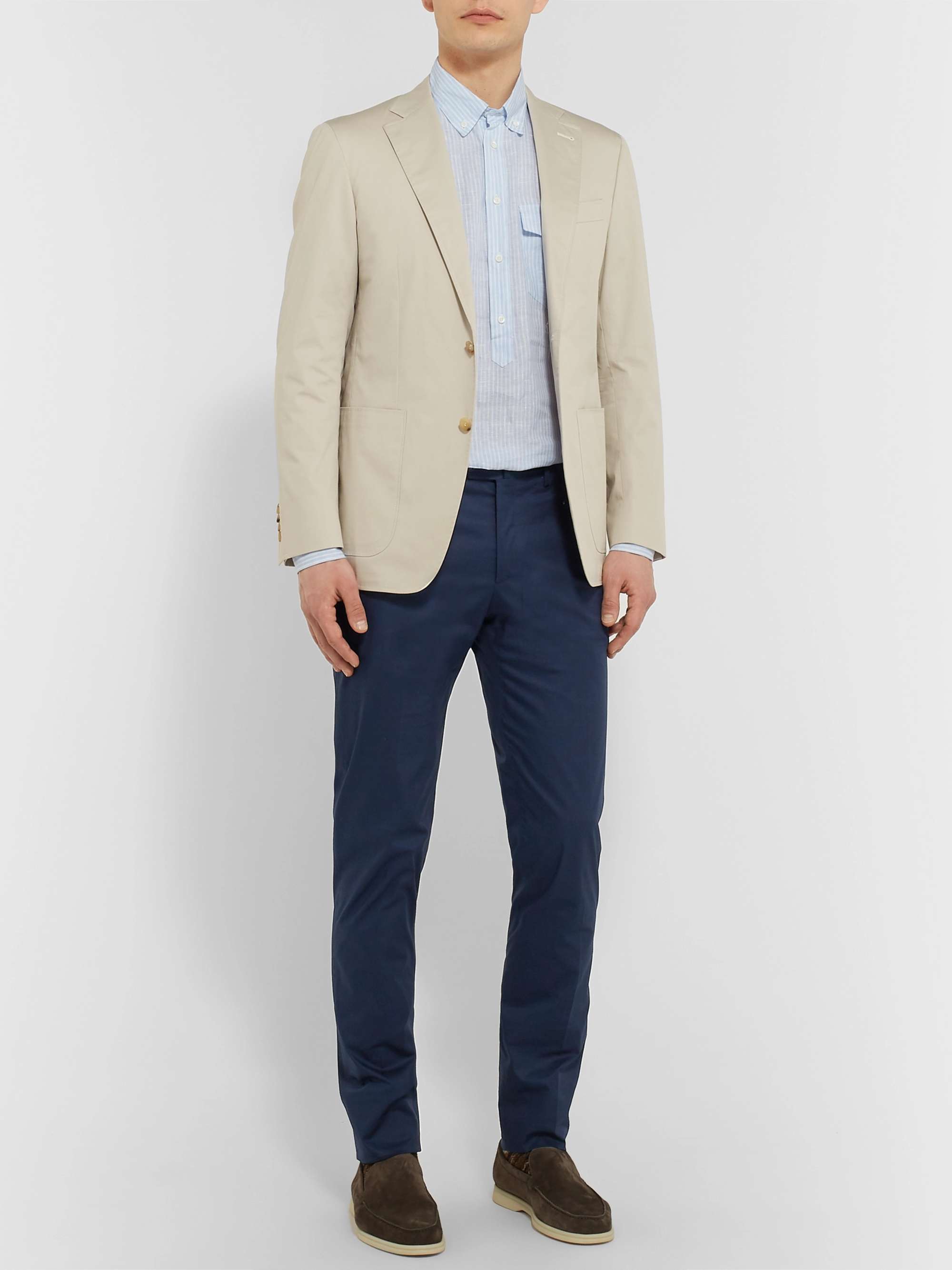 Navy Slim-Fit Stretch-Cotton Twill Trousers view