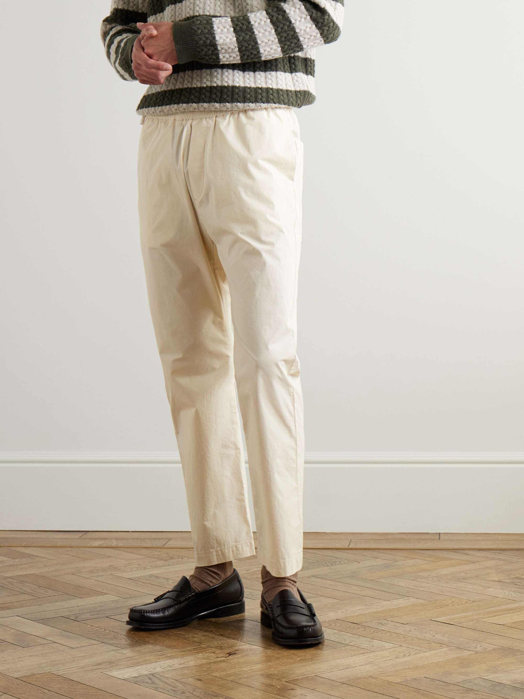 Bativoga Straight-Leg Garment-Dyed Cotton-Blend Trousers view