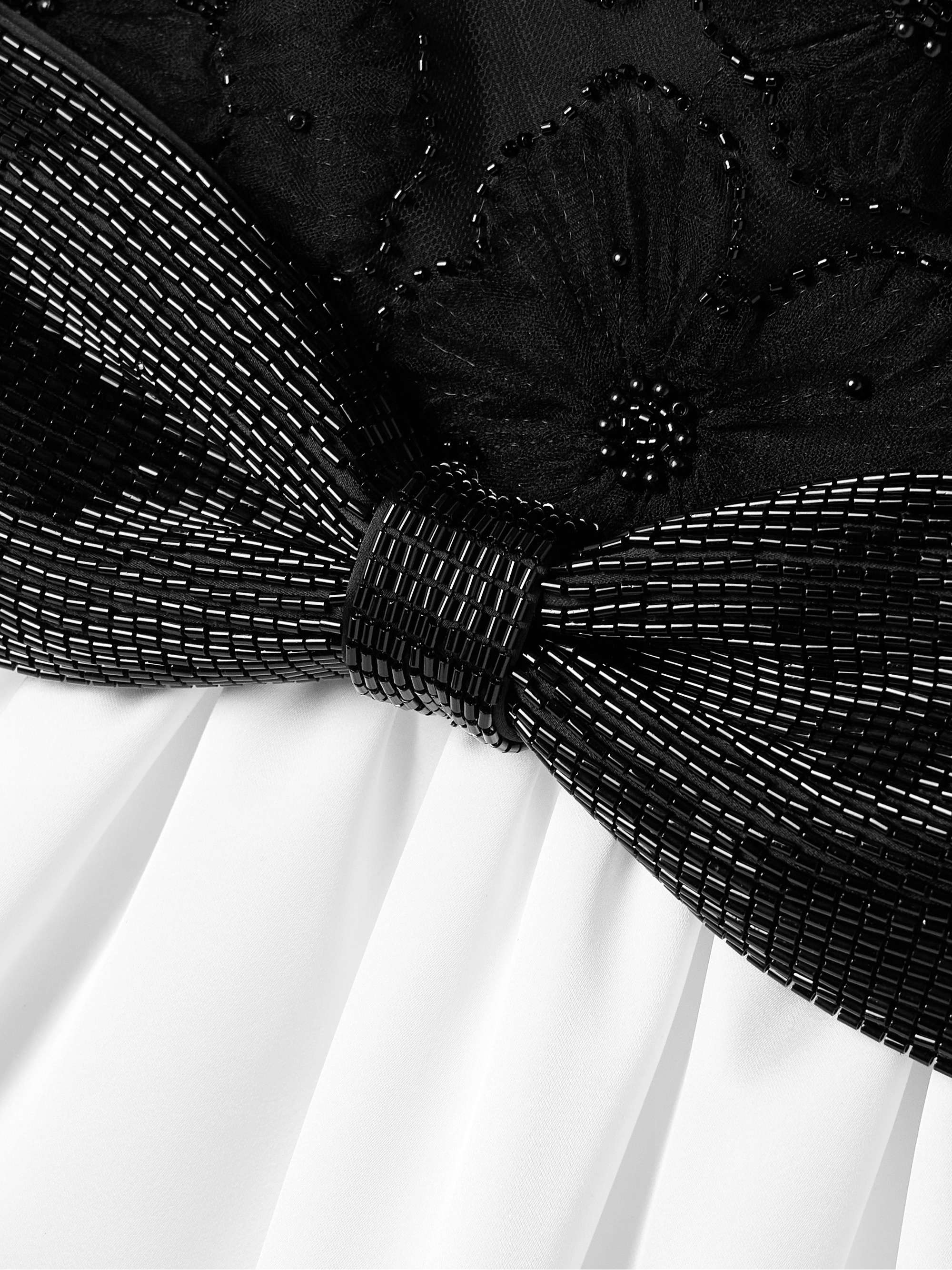 Gathered satin and embellished tulle mini dress view