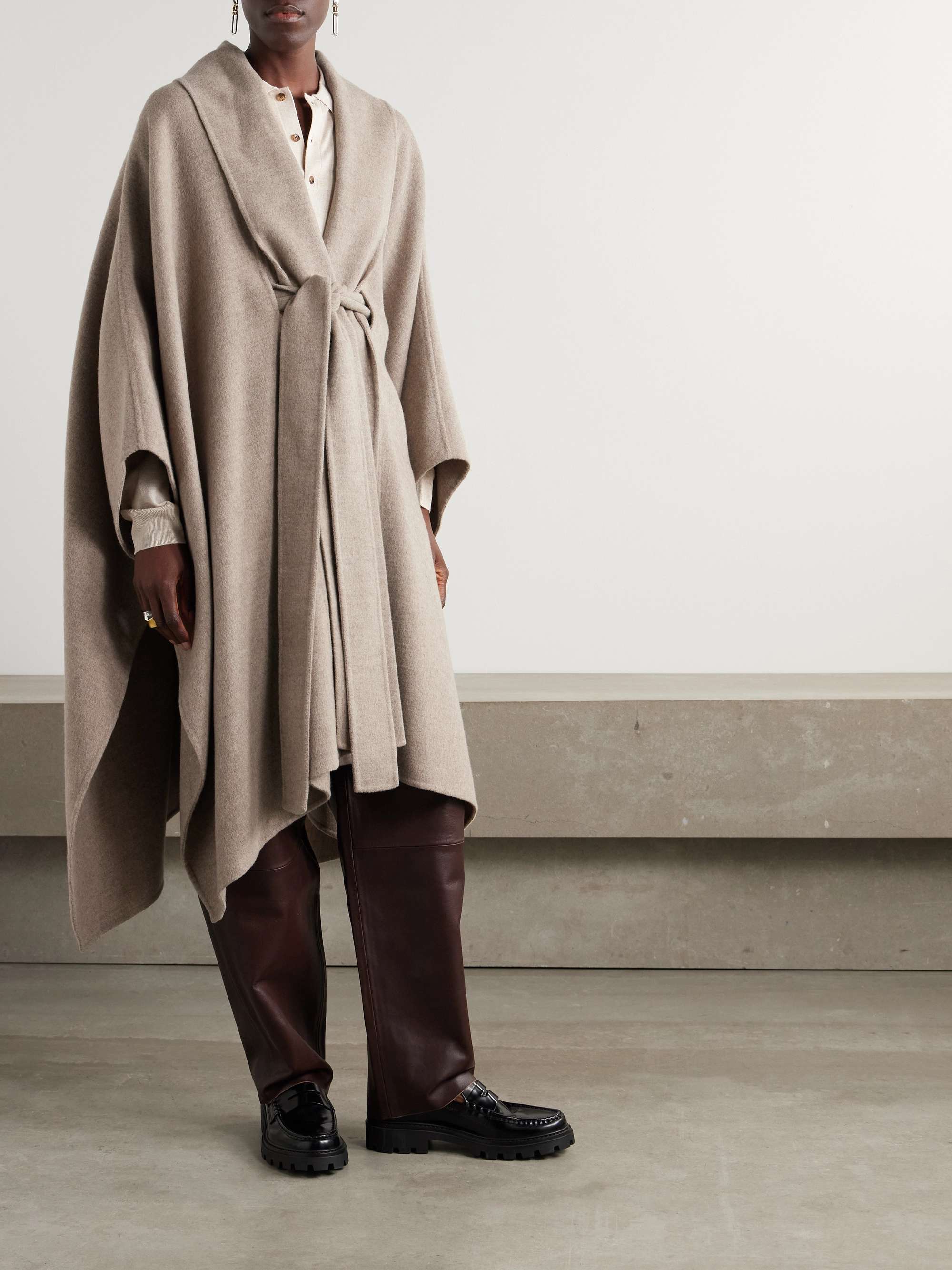 Carrington belted wool and cashmere-blend cape view