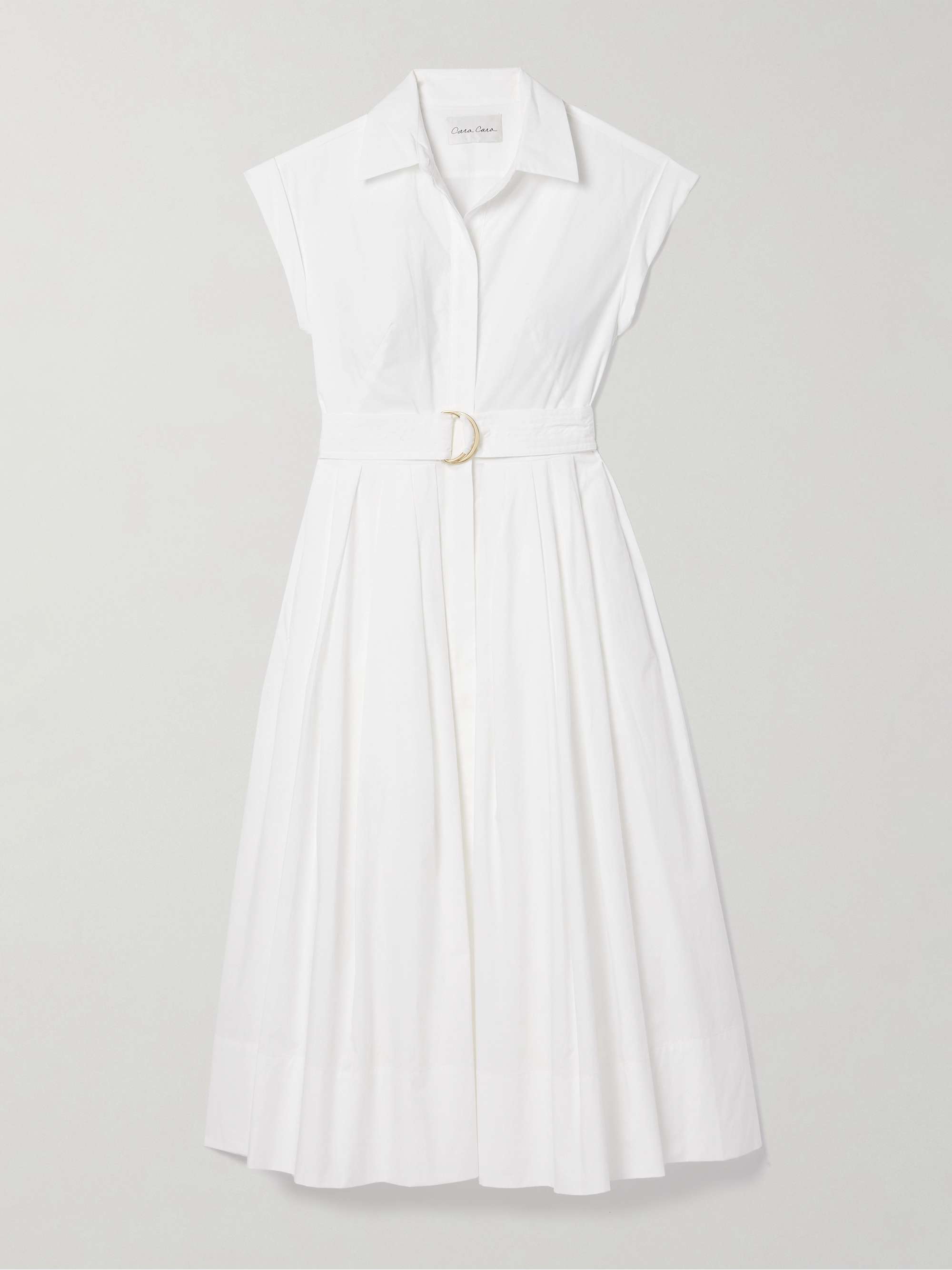 Octavia belted pleated cotton-poplin midi shirt dress hero visual
