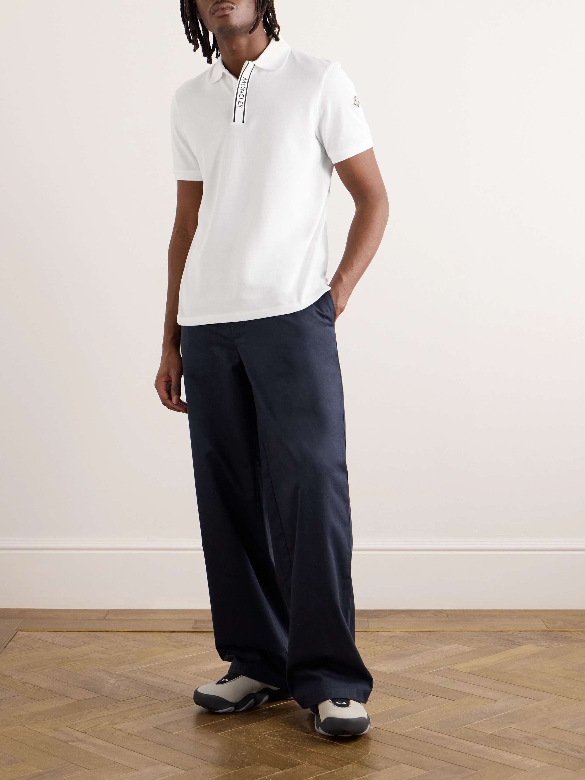 Logo-Appliquéd Grosgrain-Trimmed Cotton-Piqué Polo Shirt view