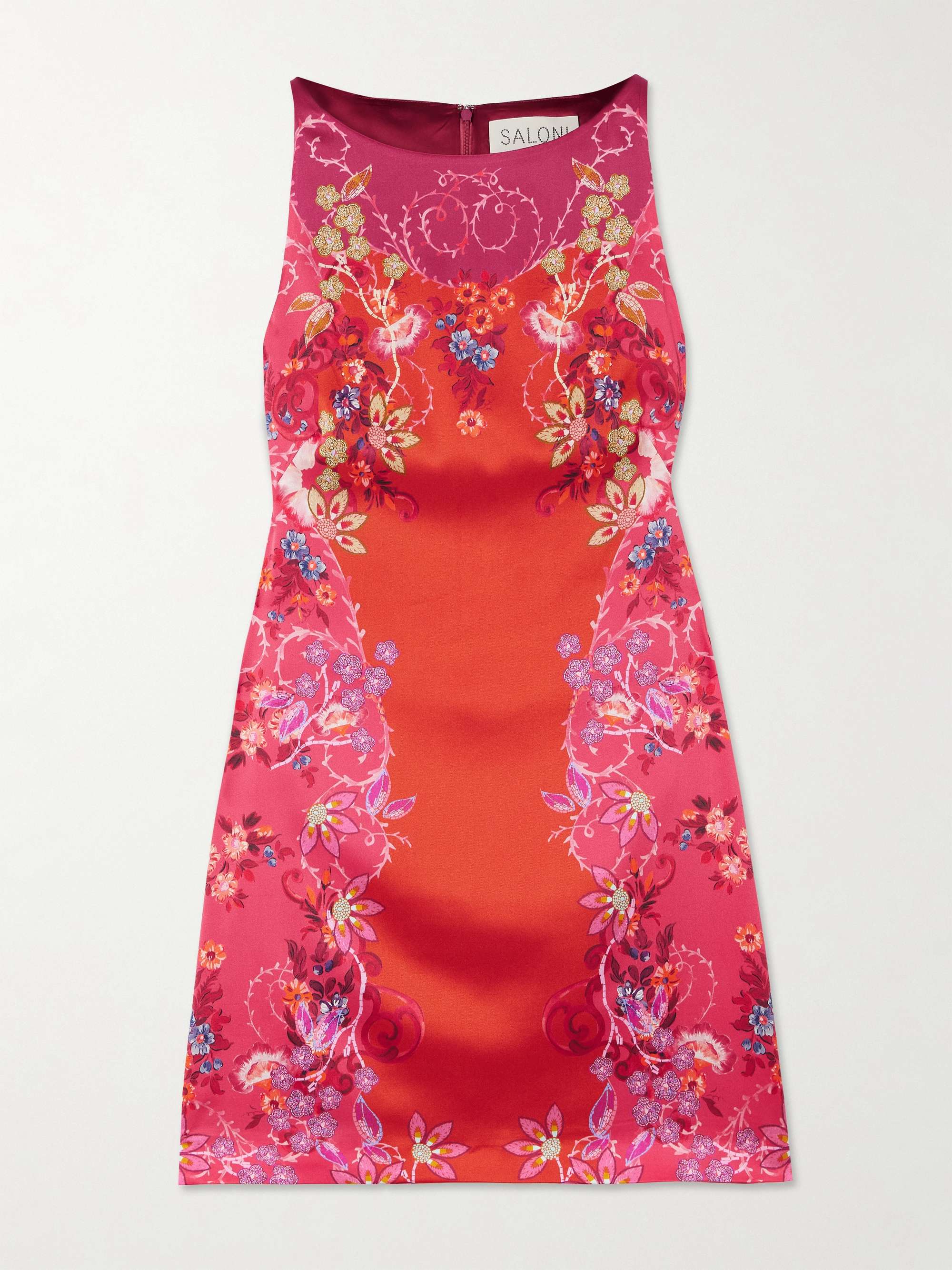 Alba-B printed silk-blend satin mini dress hero visual