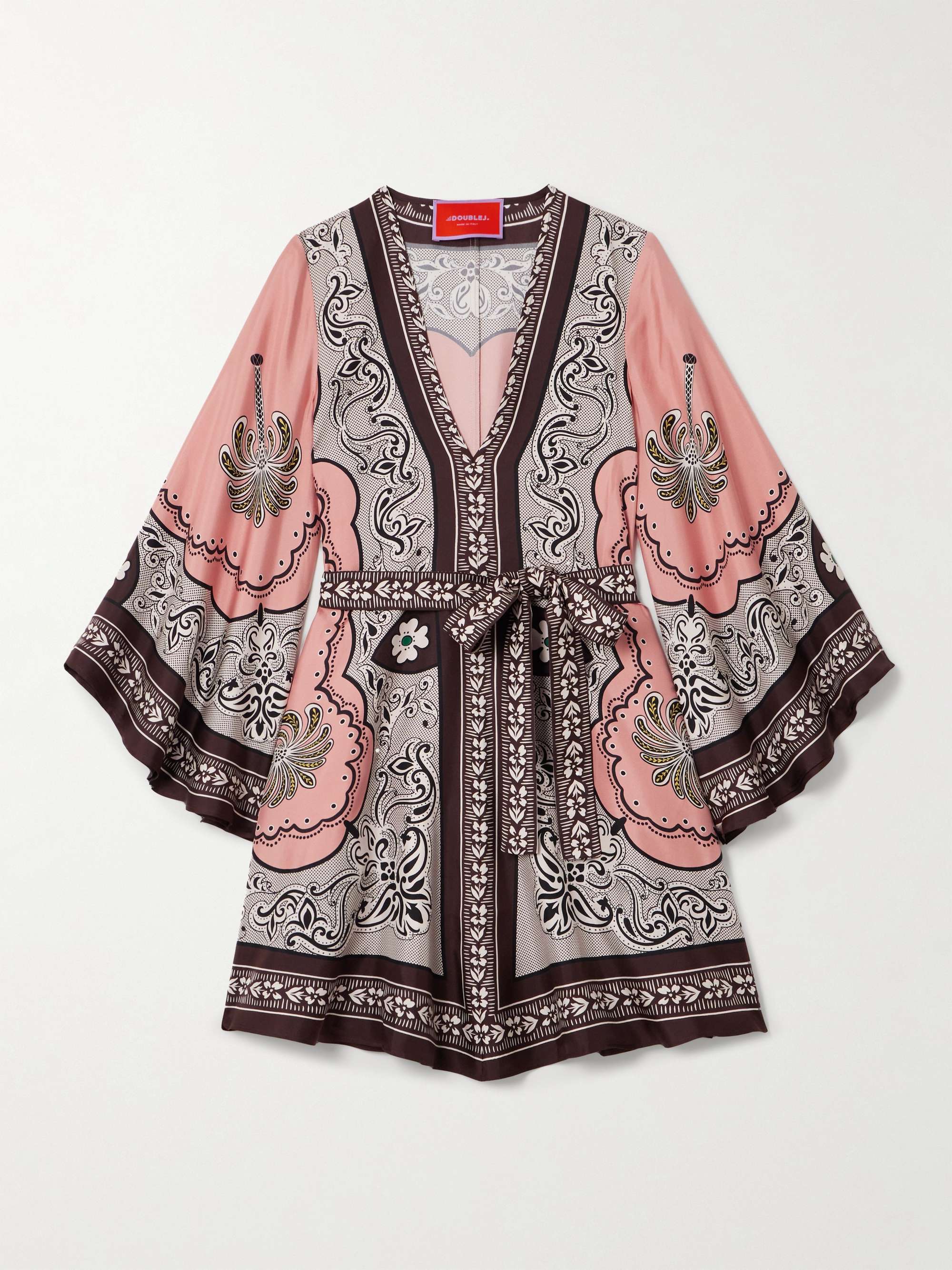 Magnifico belted printed silk-twill mini dress hero visual