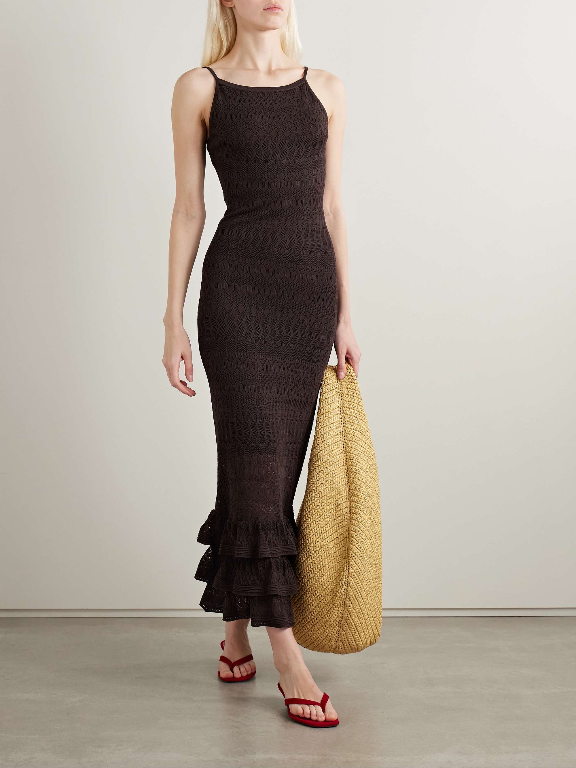 Bliss ruffled pointelle-knit maxi dress view