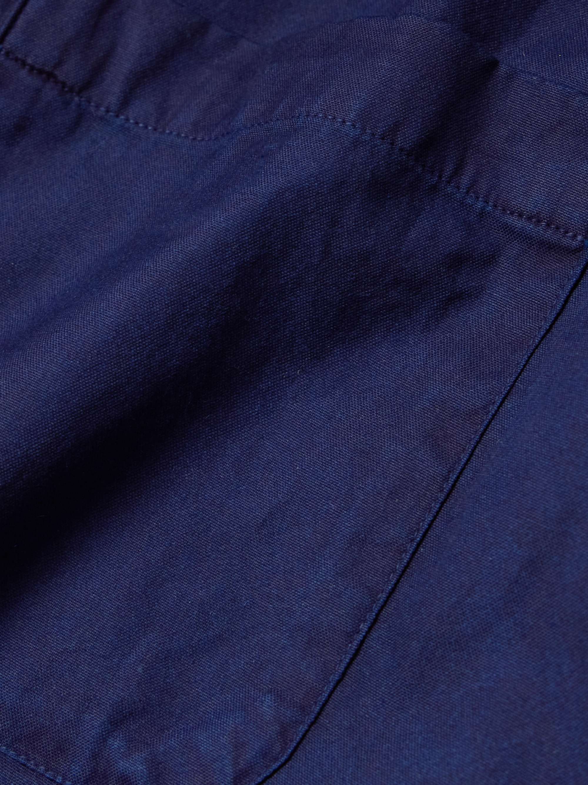 Oversized Grandad-Collar Indigo-Dyed Cotton Oxford Shirt view