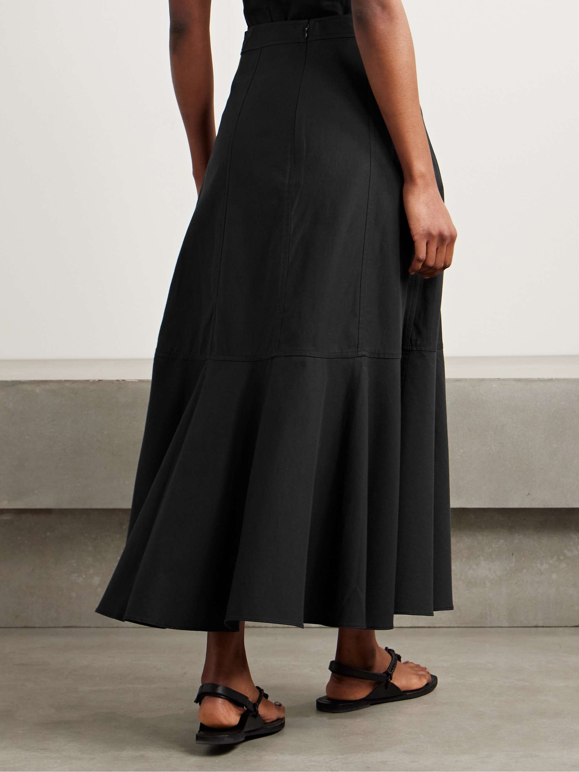 Sabina wrap-effect draped cotton and TENCEL™-blend twill midi skirt view