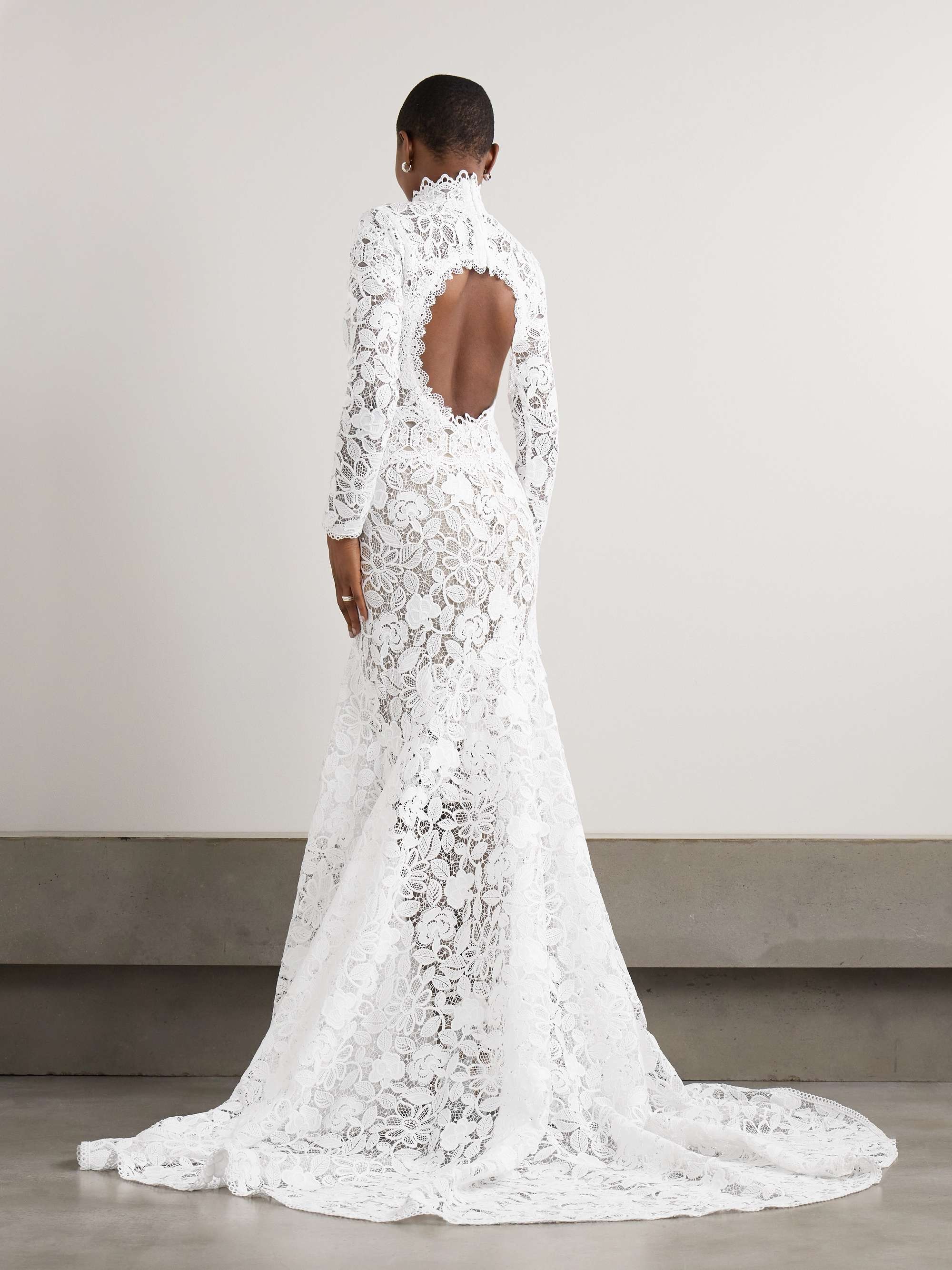 Alessa cutout corded lace and tulle turtleneck gown view