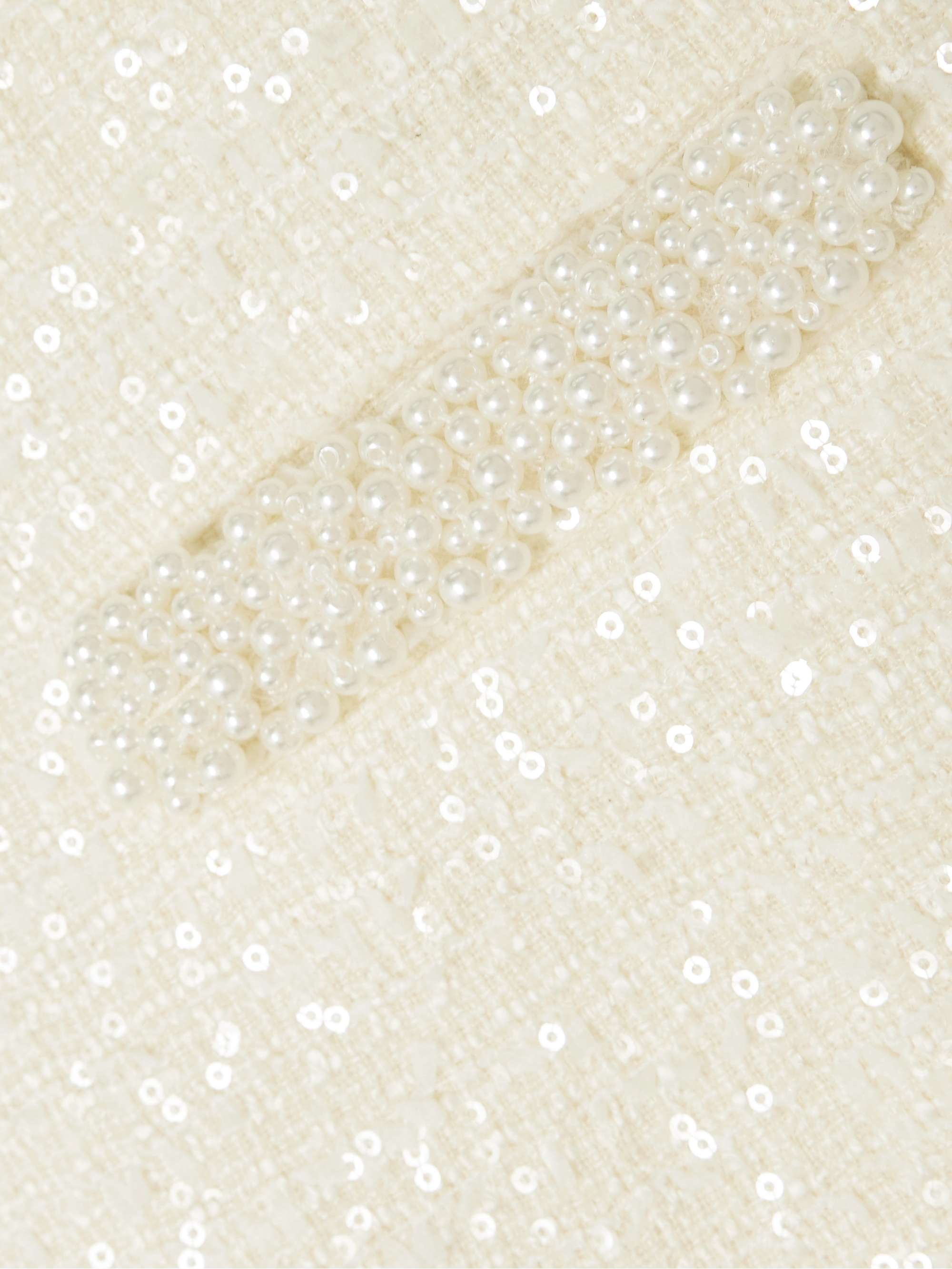 Faux pearl-embellished sequined bouclé-tweed mini skirt view
