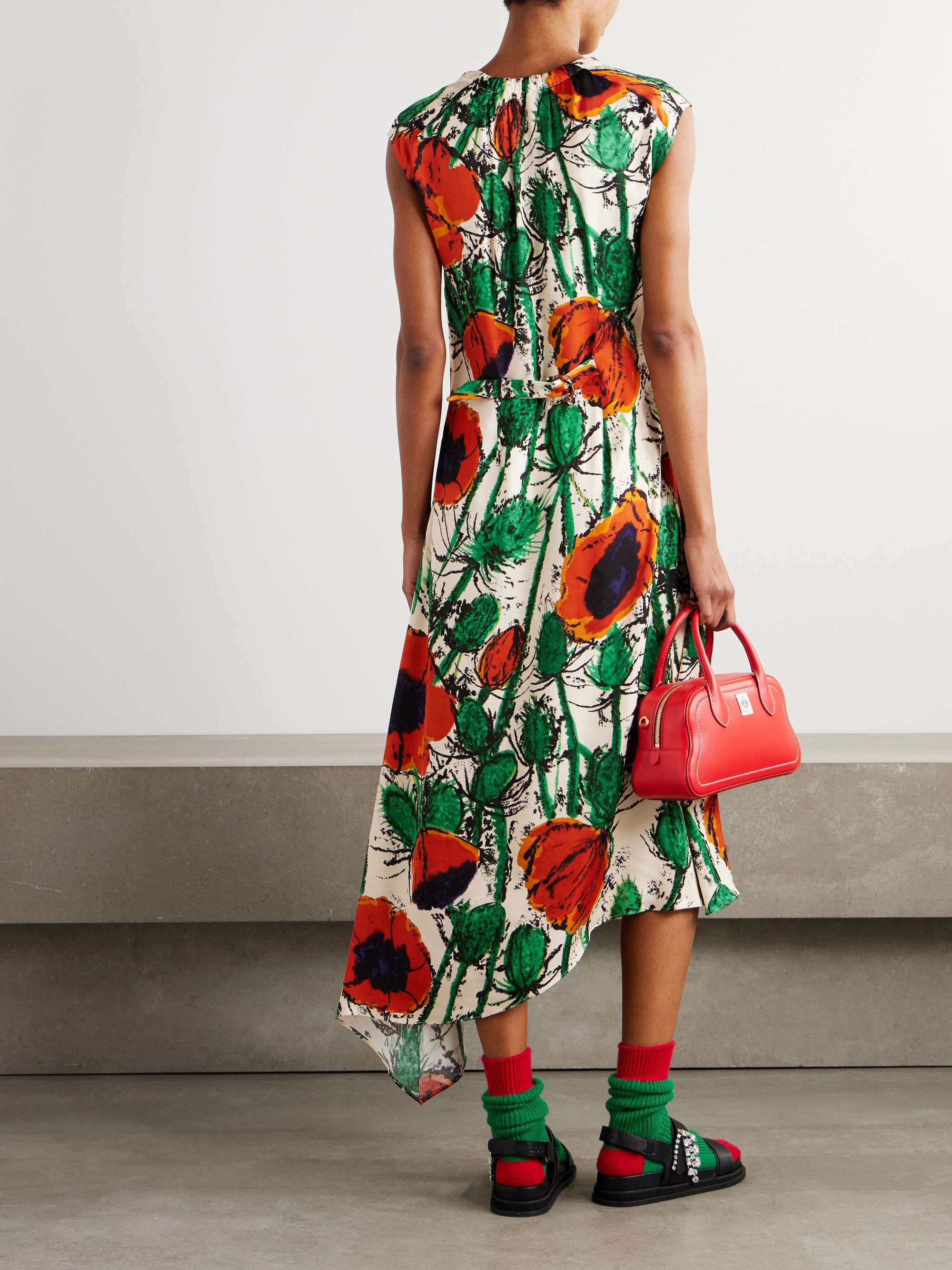 Calypso asymmetric floral-print twill dress view