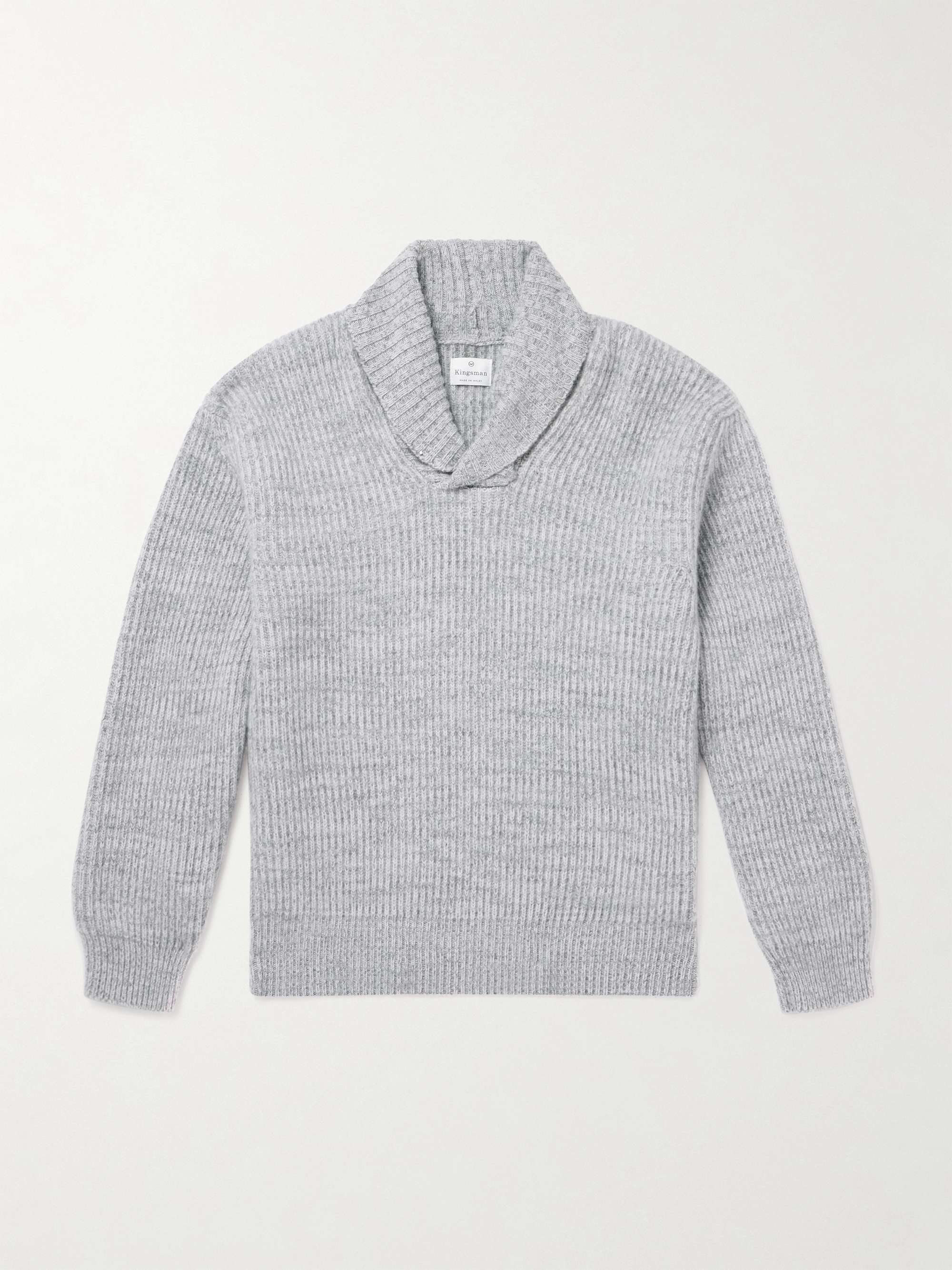 Shawl-Collar Ribbed Wool Sweater hero visual
