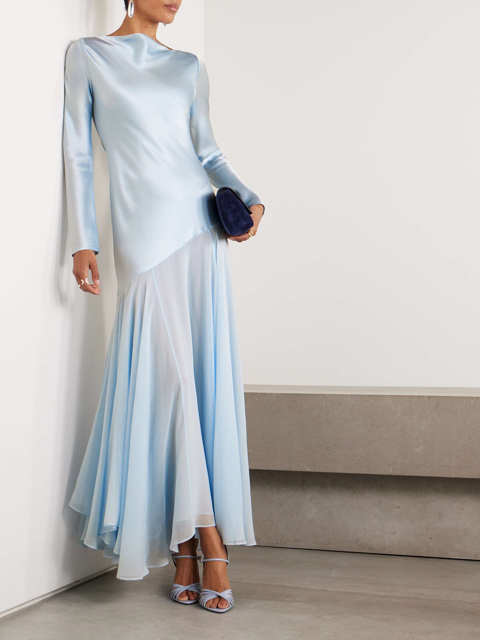Cordelia silk-satin and chiffon maxi dress view