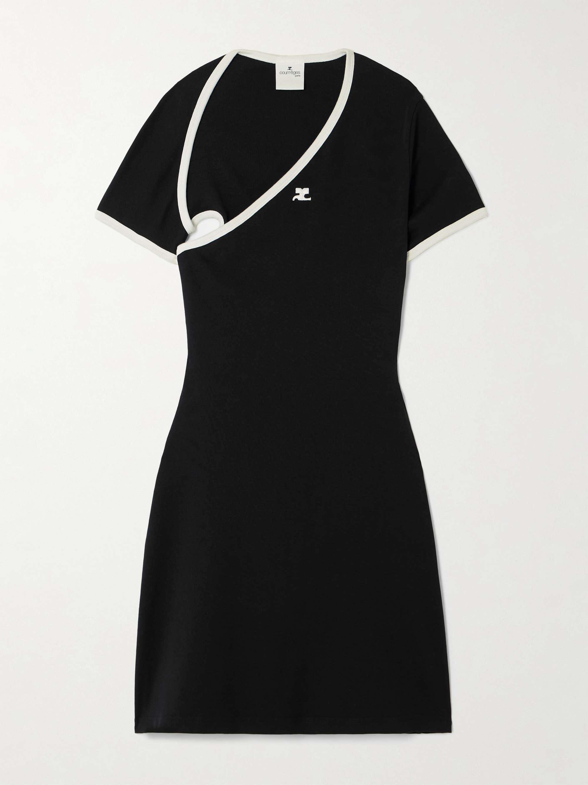 Slash two-tone asymmetric appliquéd cotton-jersey mini dress hero visual
