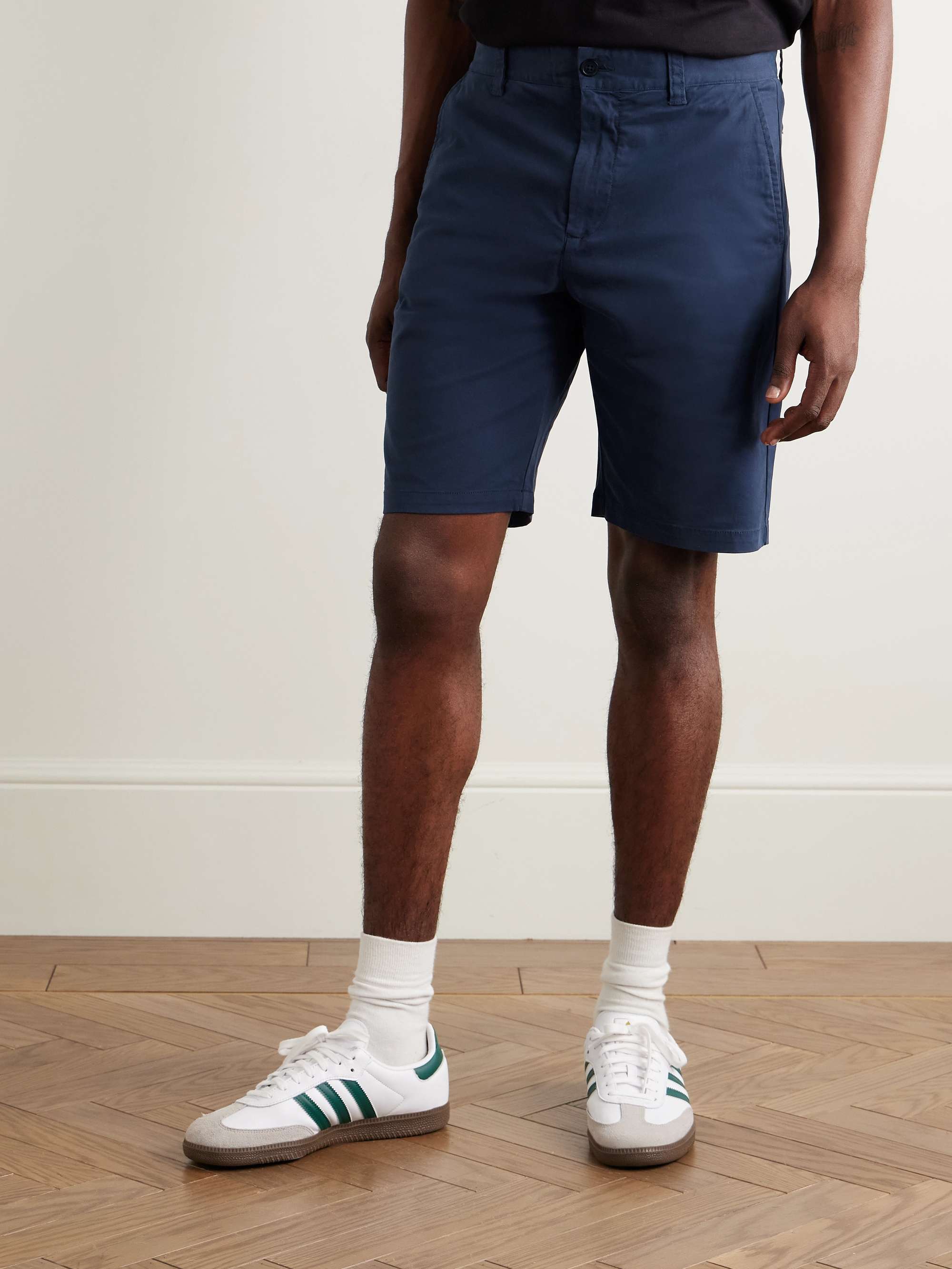 Crown 1090 Straight-Leg Brushed Organic Cotton-Blend Twill Shorts view