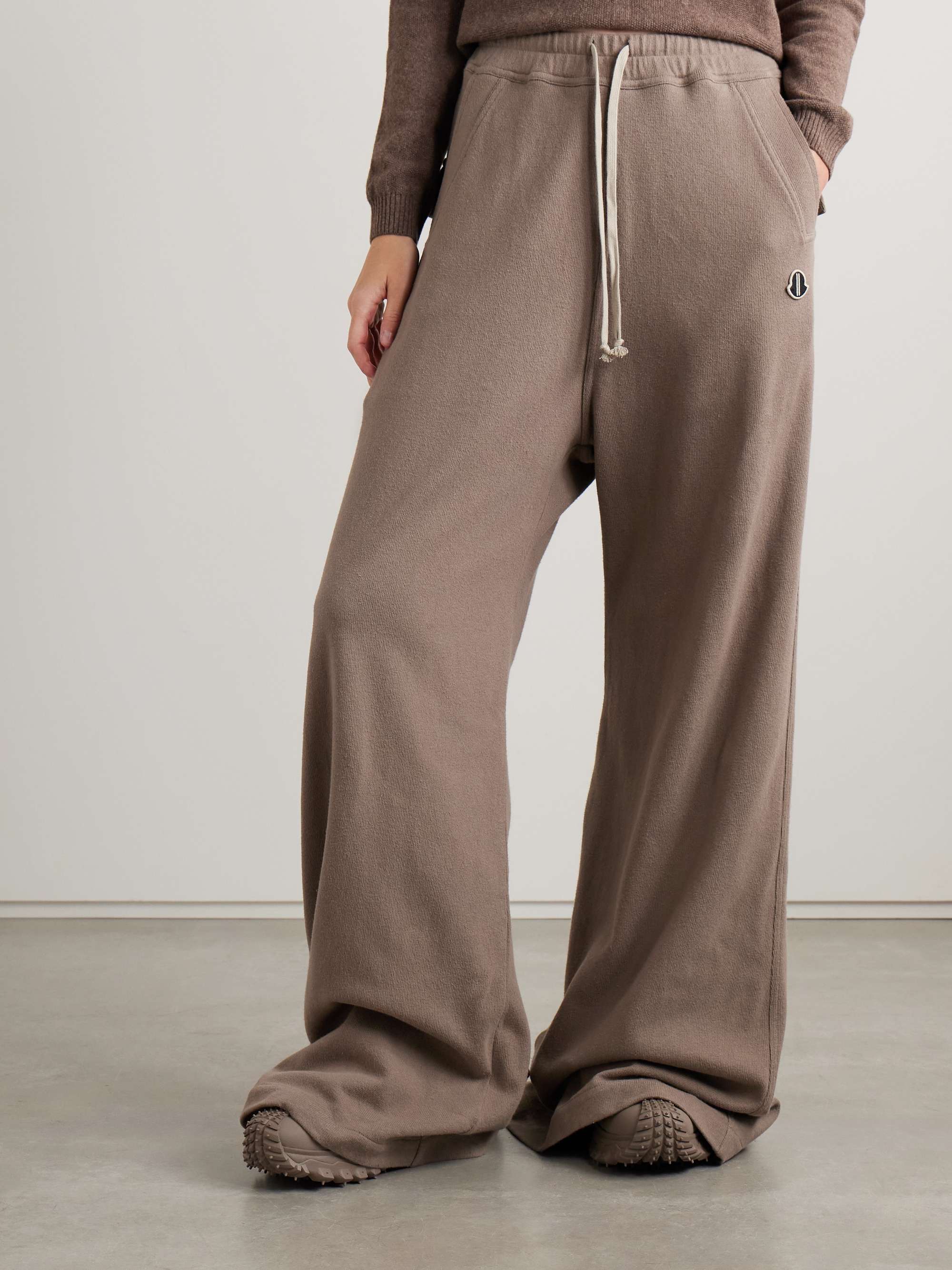 + Moncler Belas appliquéd cotton-jersey wide-leg track pants view