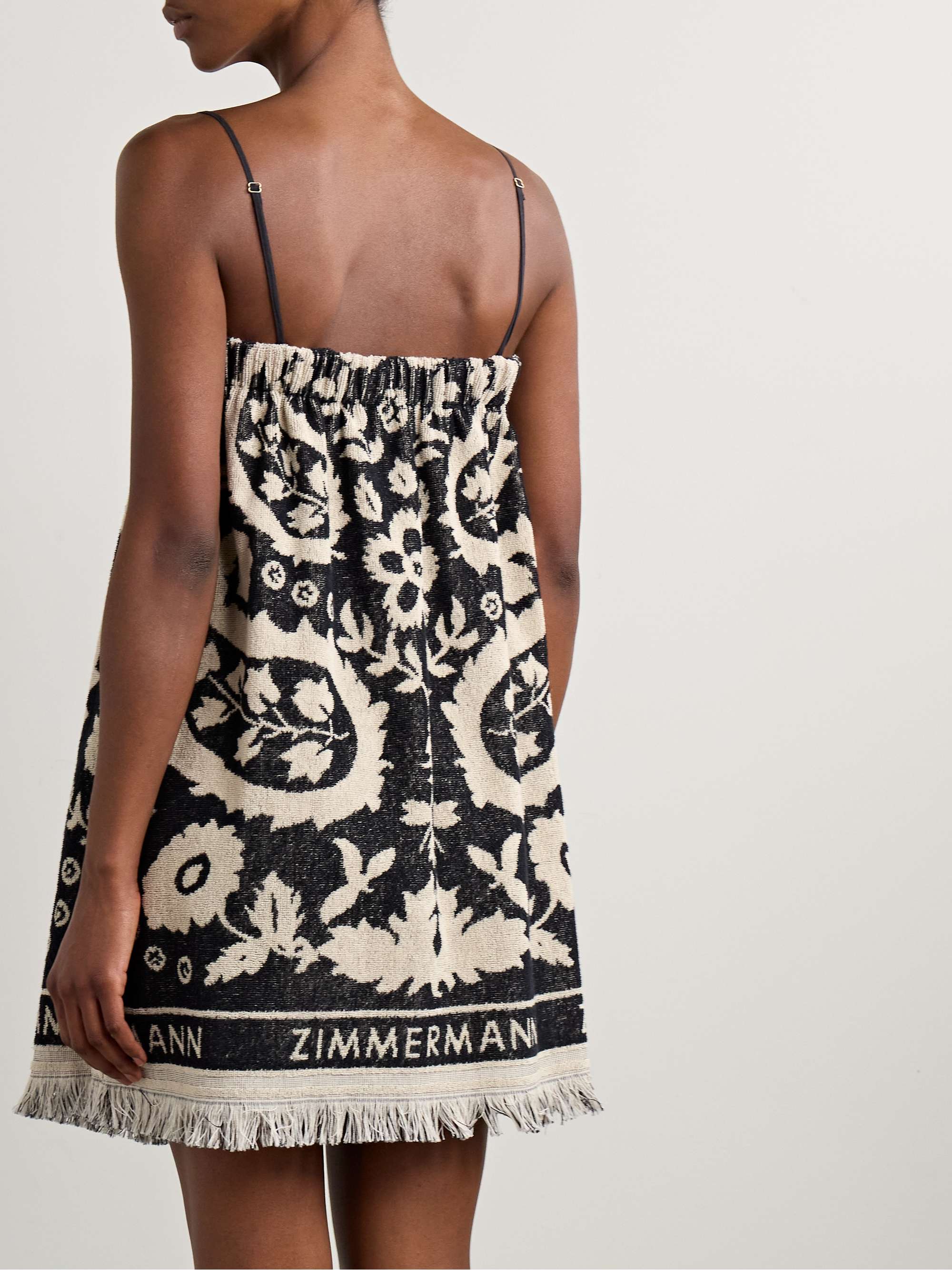 Rhiannon fringed cotton-terry jacquard mini dress view