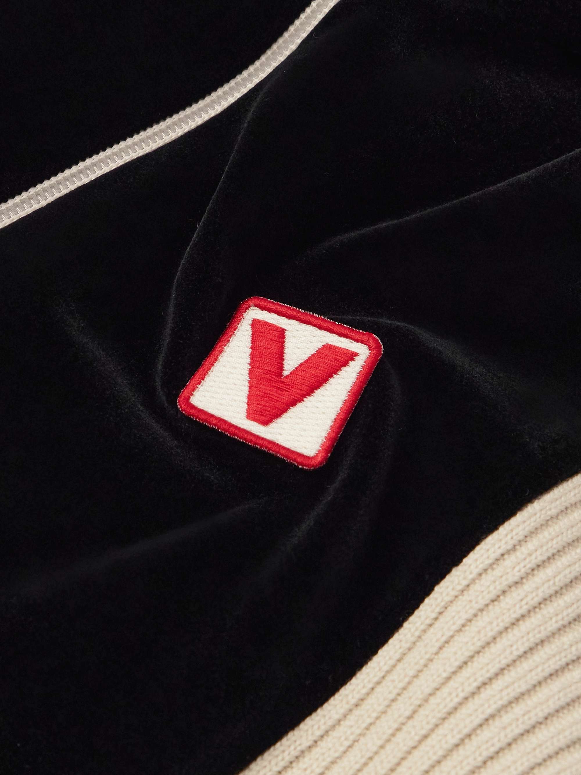 Slim-Fit Ribbed Wool-Trimmed Cotton-Blend Velour Track Jacket view