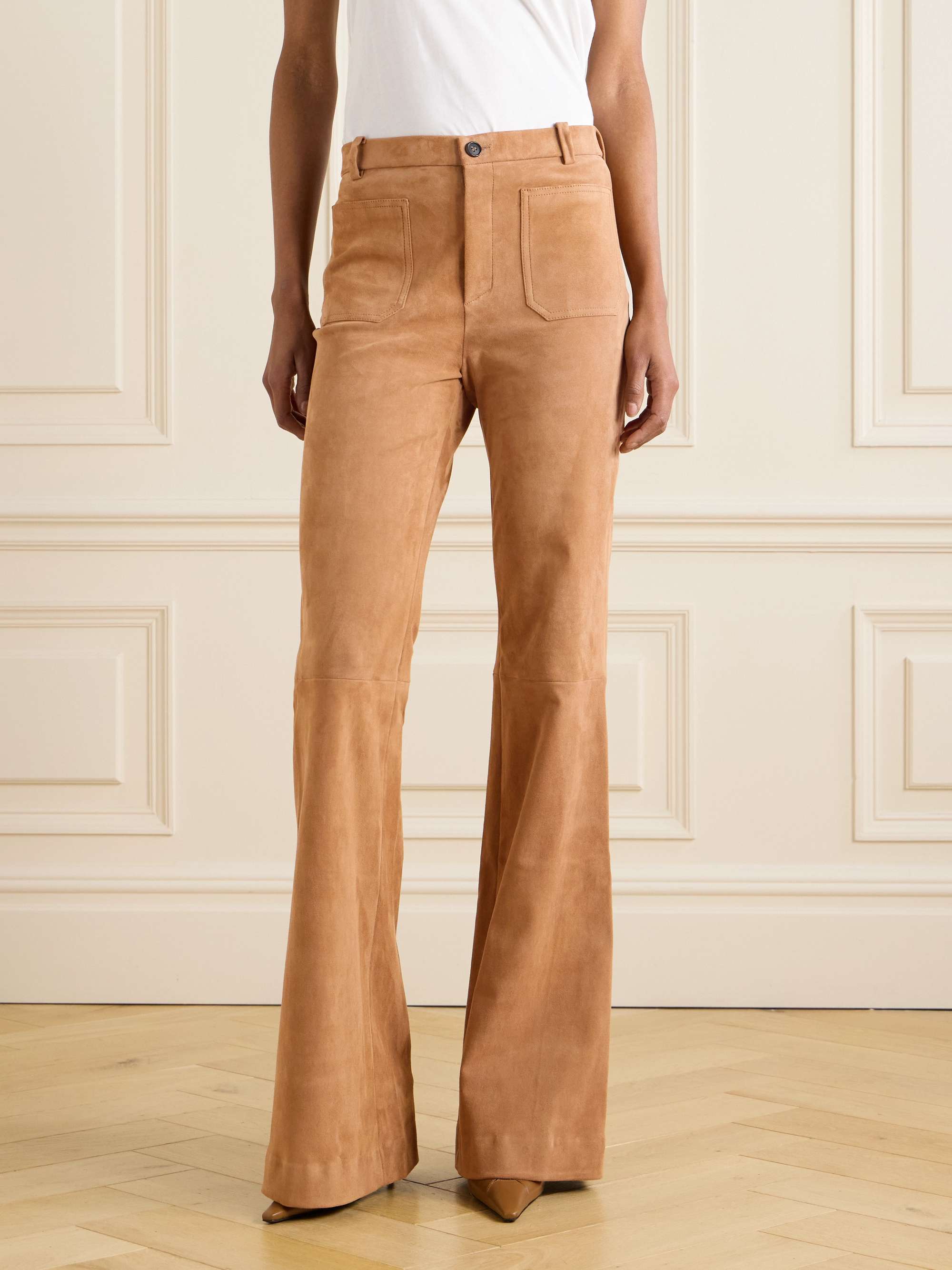 Laurent suede flared pants view