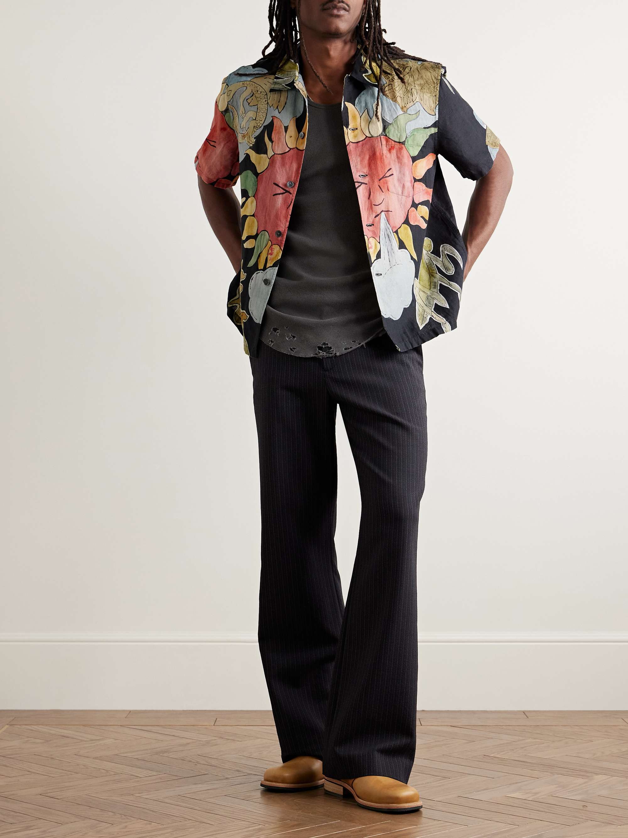 Printed Linen and Cotton-Blend Shirt view
