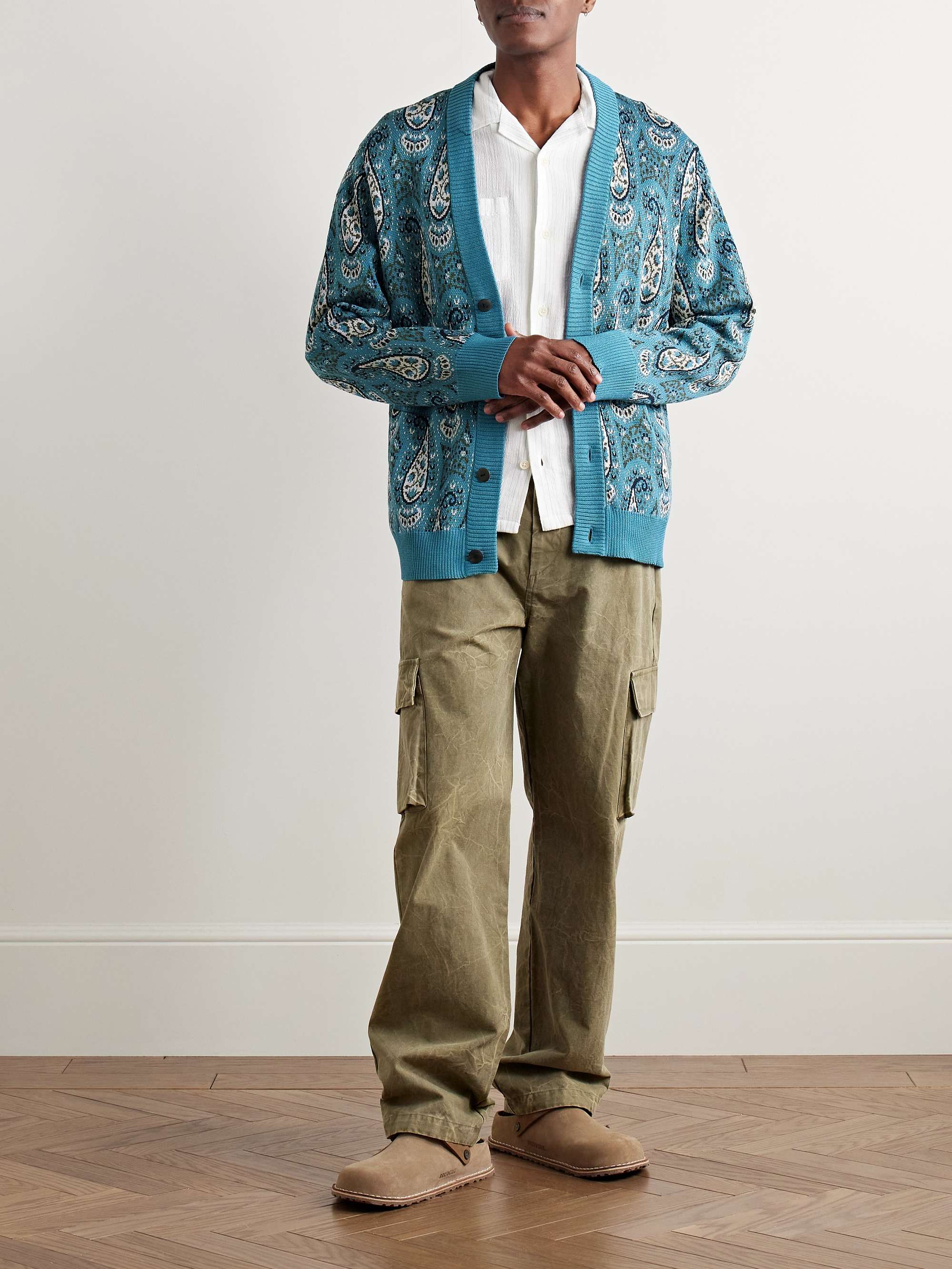Kabir Paisley-Jacquard Mercerised Pima Cotton Cardigan view