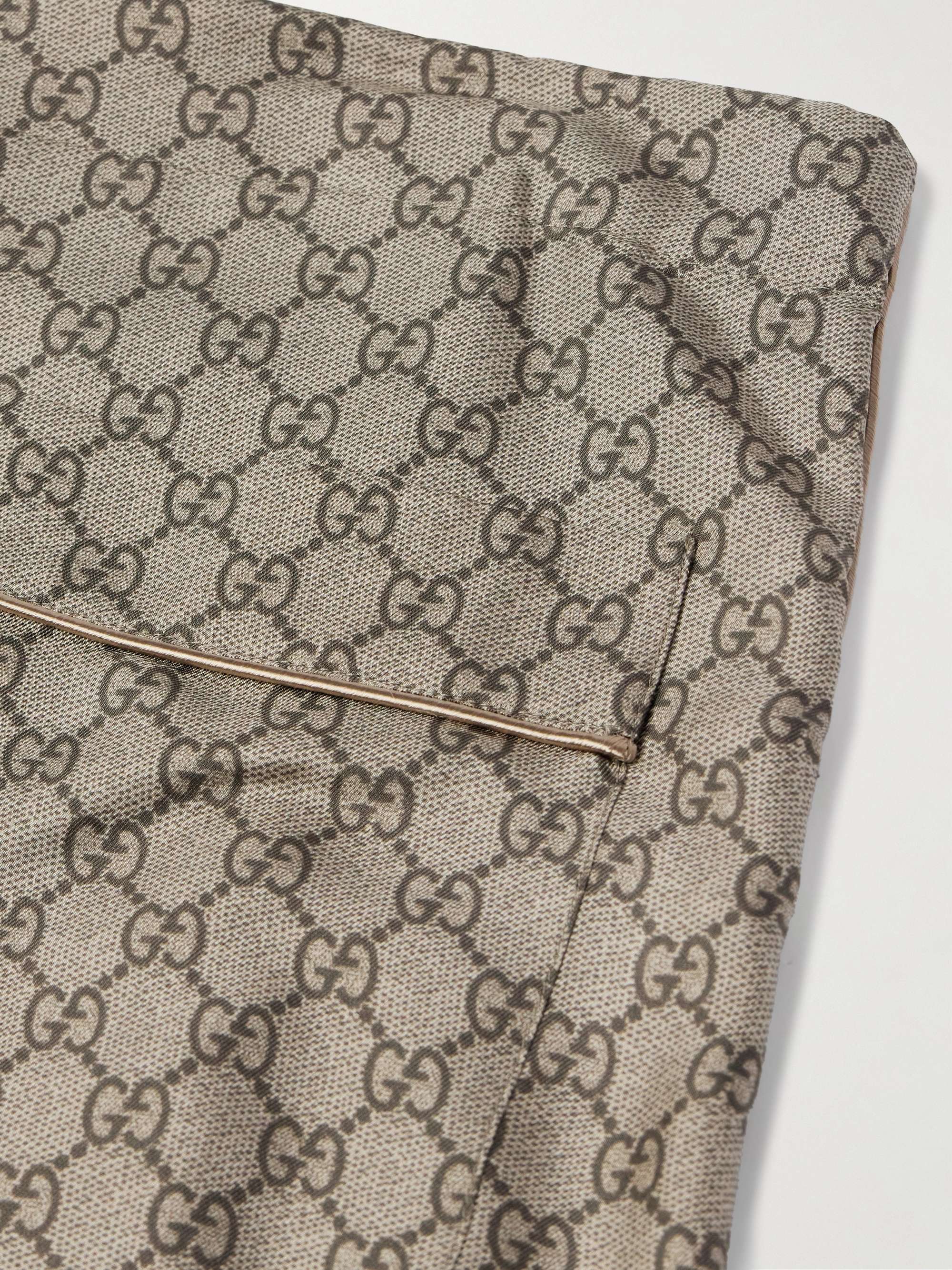 Straight-Leg Monogrammed Silk Trousers view