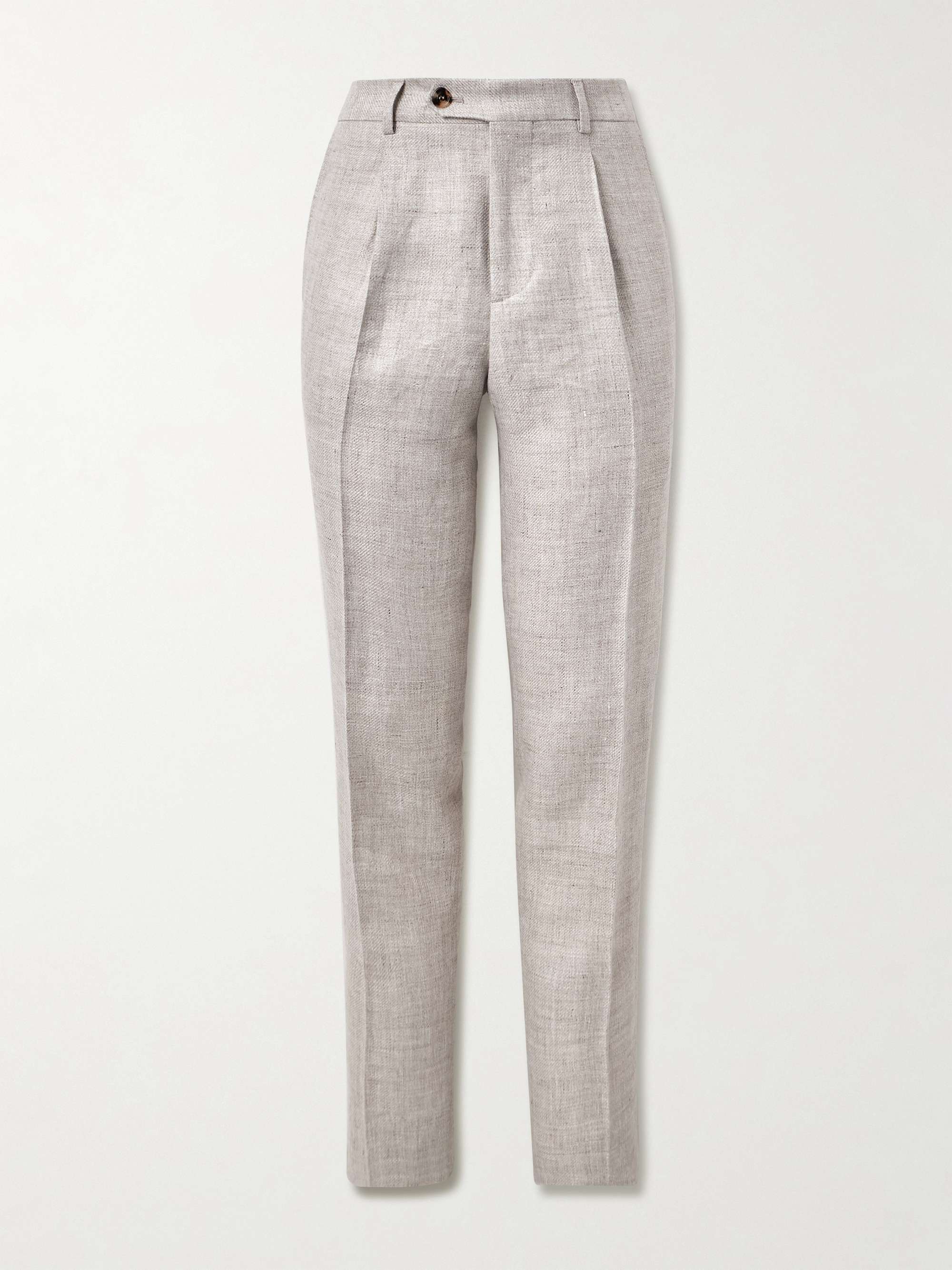 Straight-Leg Pleated Linen, Wool and Silk-Blend Suit Trousers hero visual