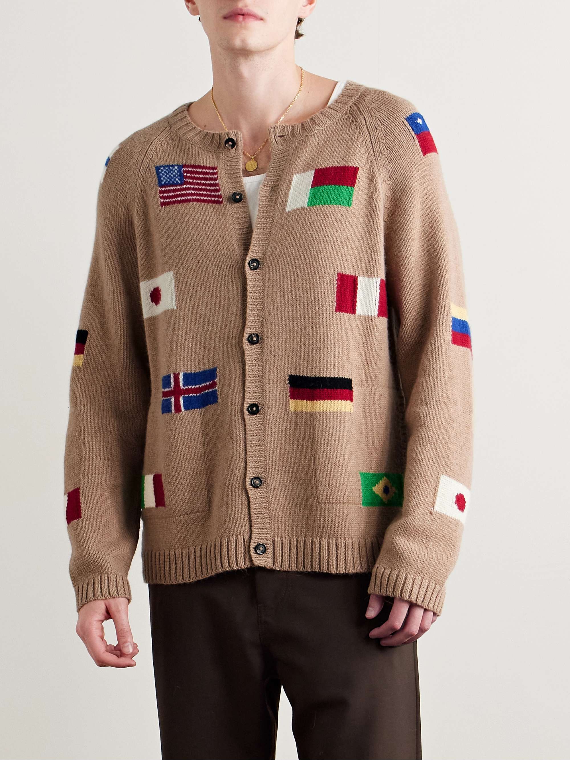 Round-the-World Intarsia Alpaca and Merino Wool-Blend Cardigan view