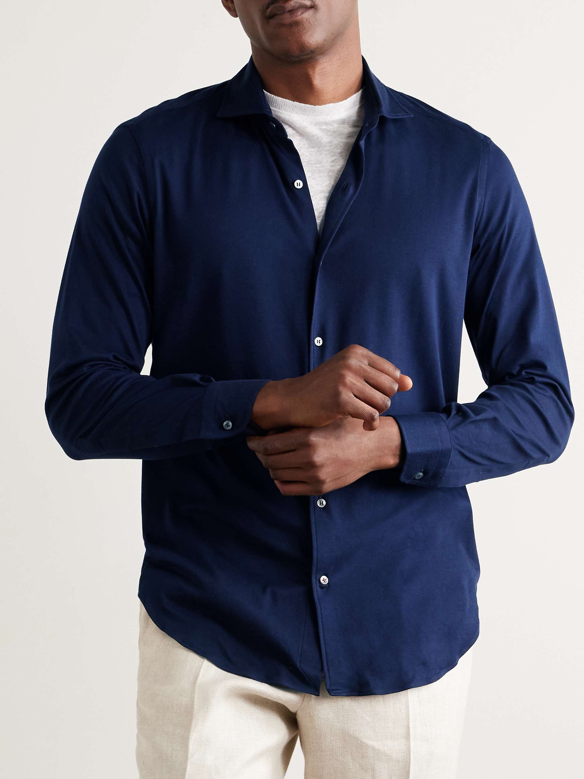 Andrew Slim-Fit Cotton-Jersey Shirt view