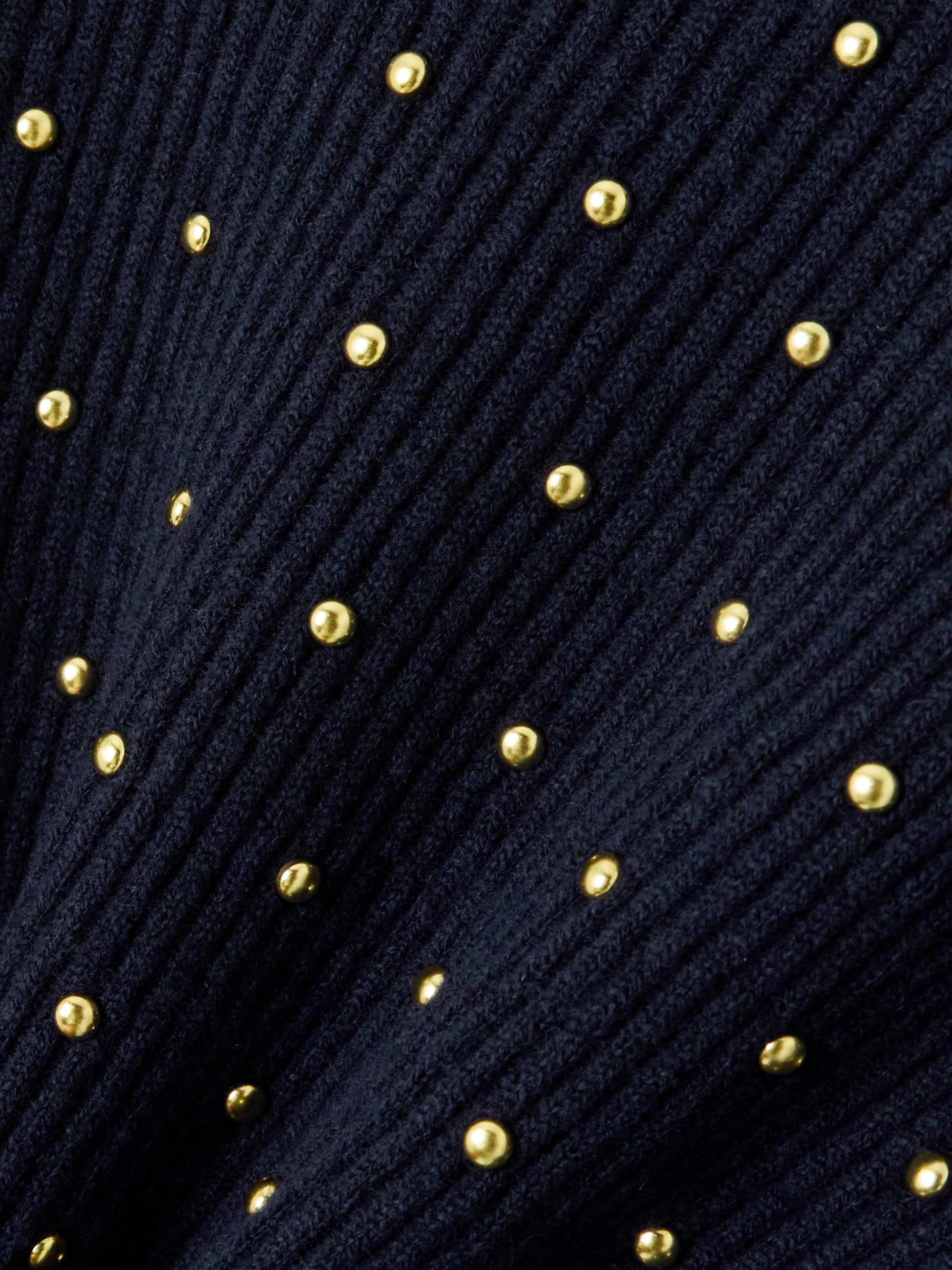 Studded ribbed wool and cashmere-blend sweater view